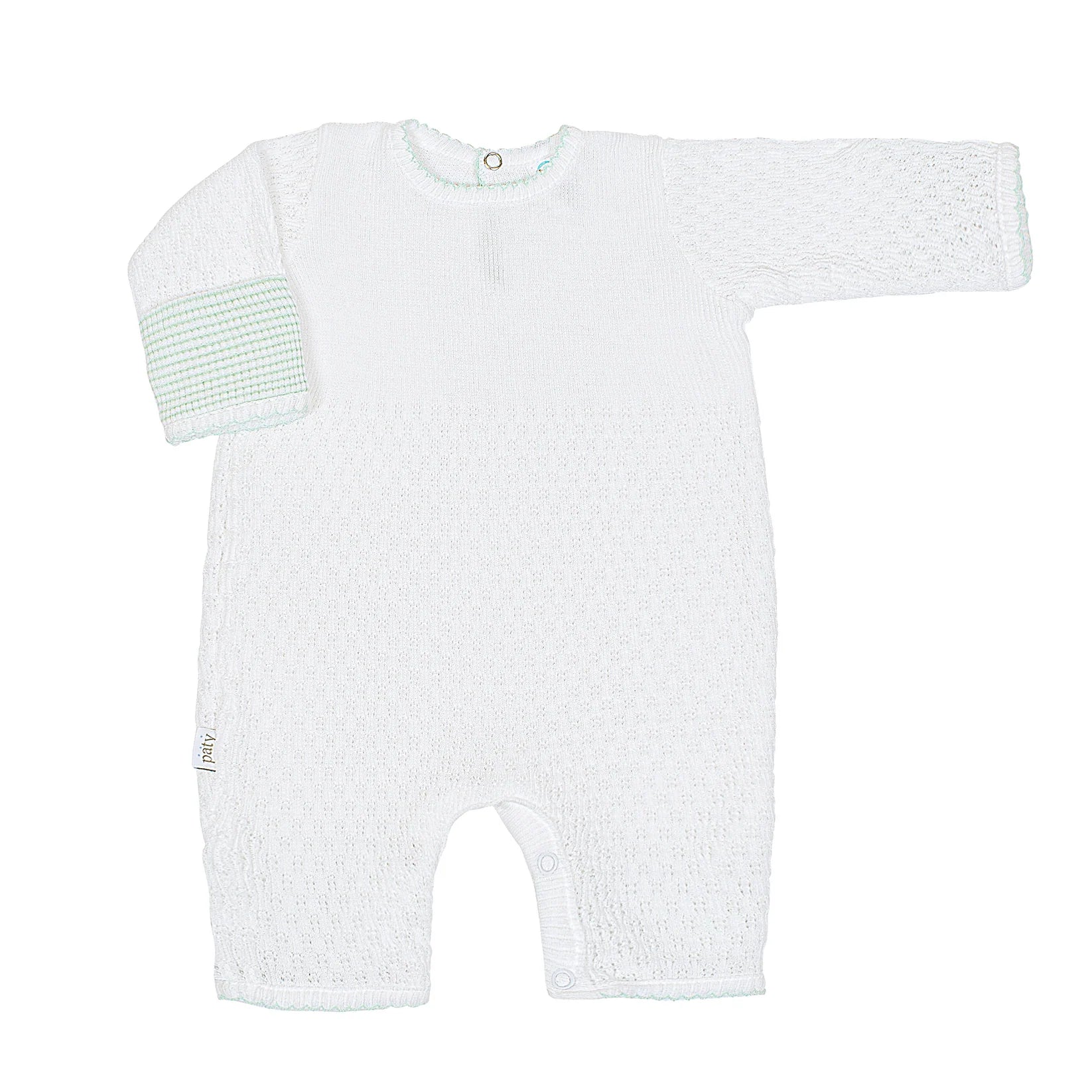 Paty Knit Romper Fold-Over Cuffs- Mint