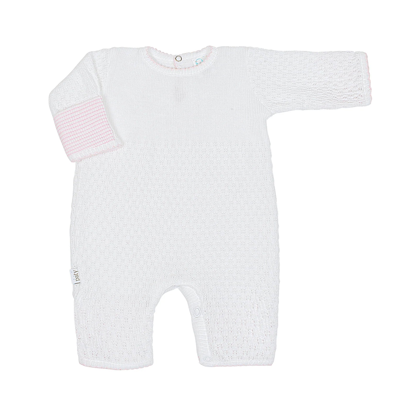 Paty Knit Romper Fold-Over Cuffs- Pink