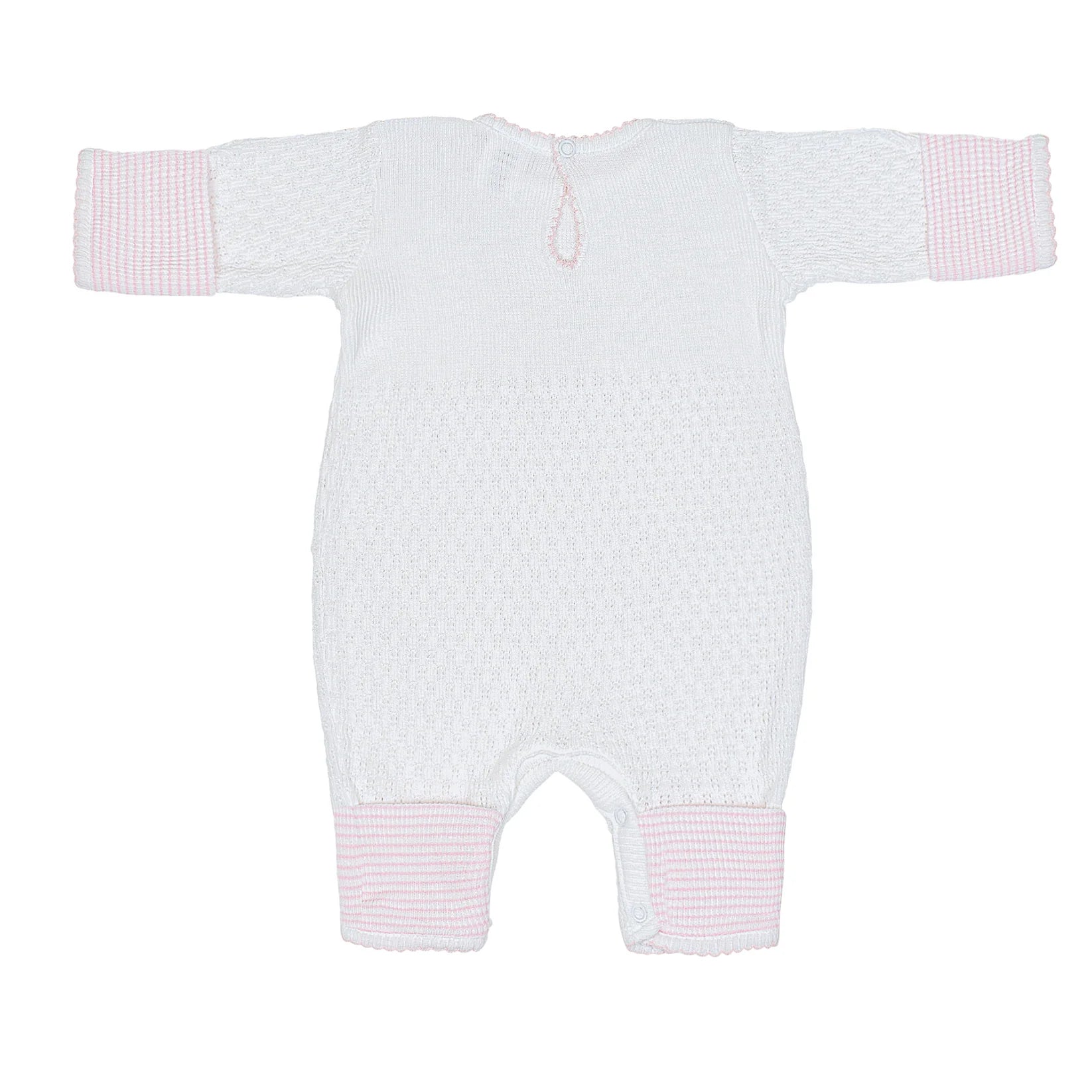 Paty Knit Romper Fold-Over Cuffs- Pink