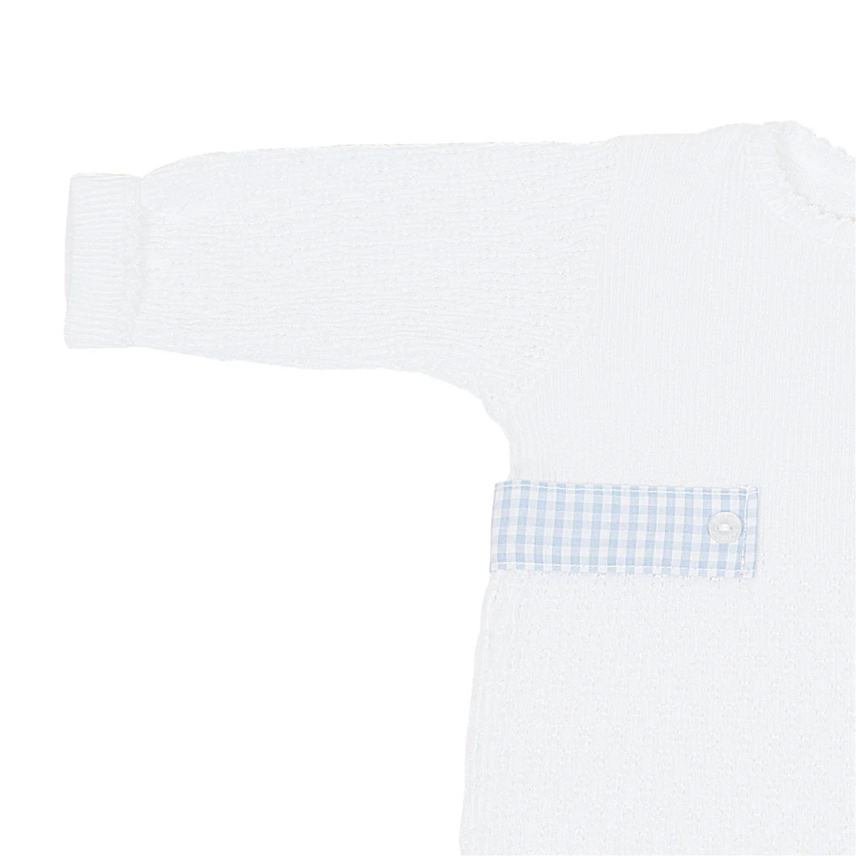 Knit Romper w/ Cerulean Gingham Side Tabs