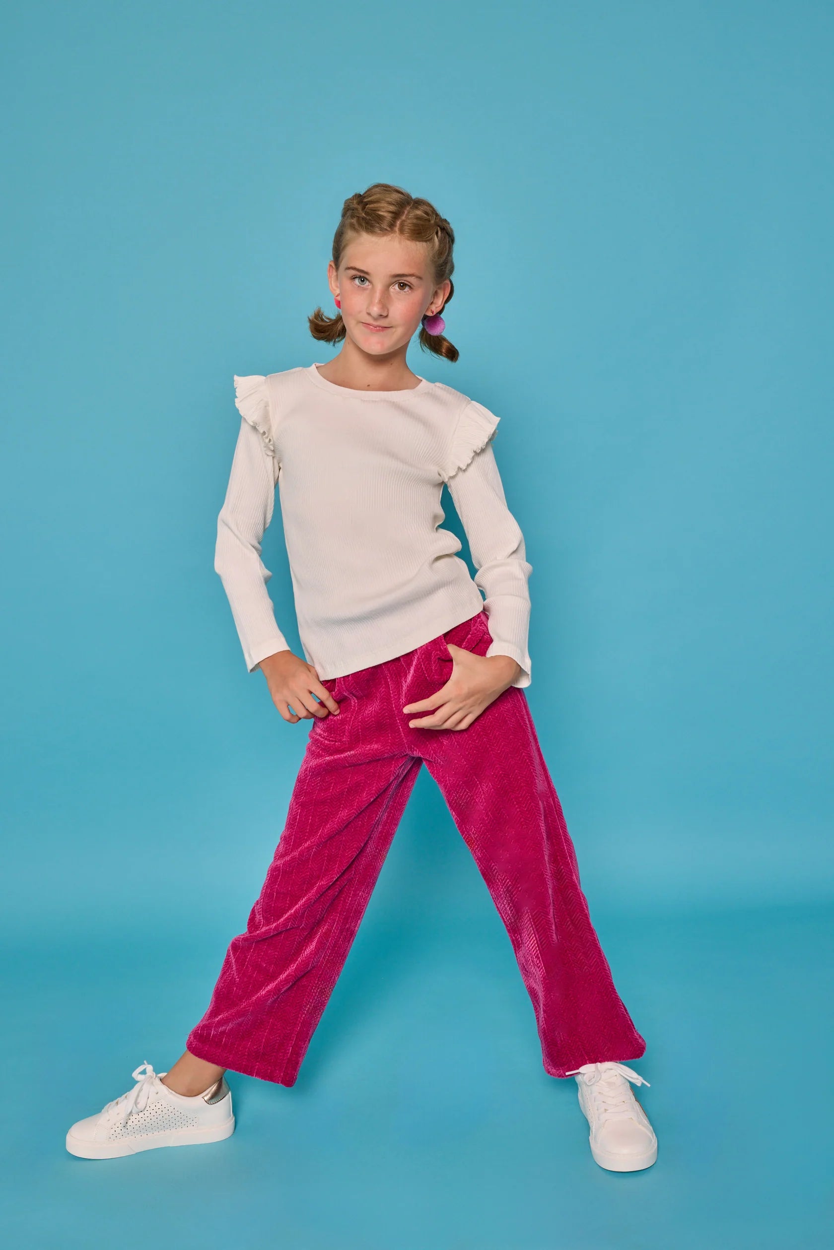 Chelsea Pants - Fuchsia Herringbone Corduroy