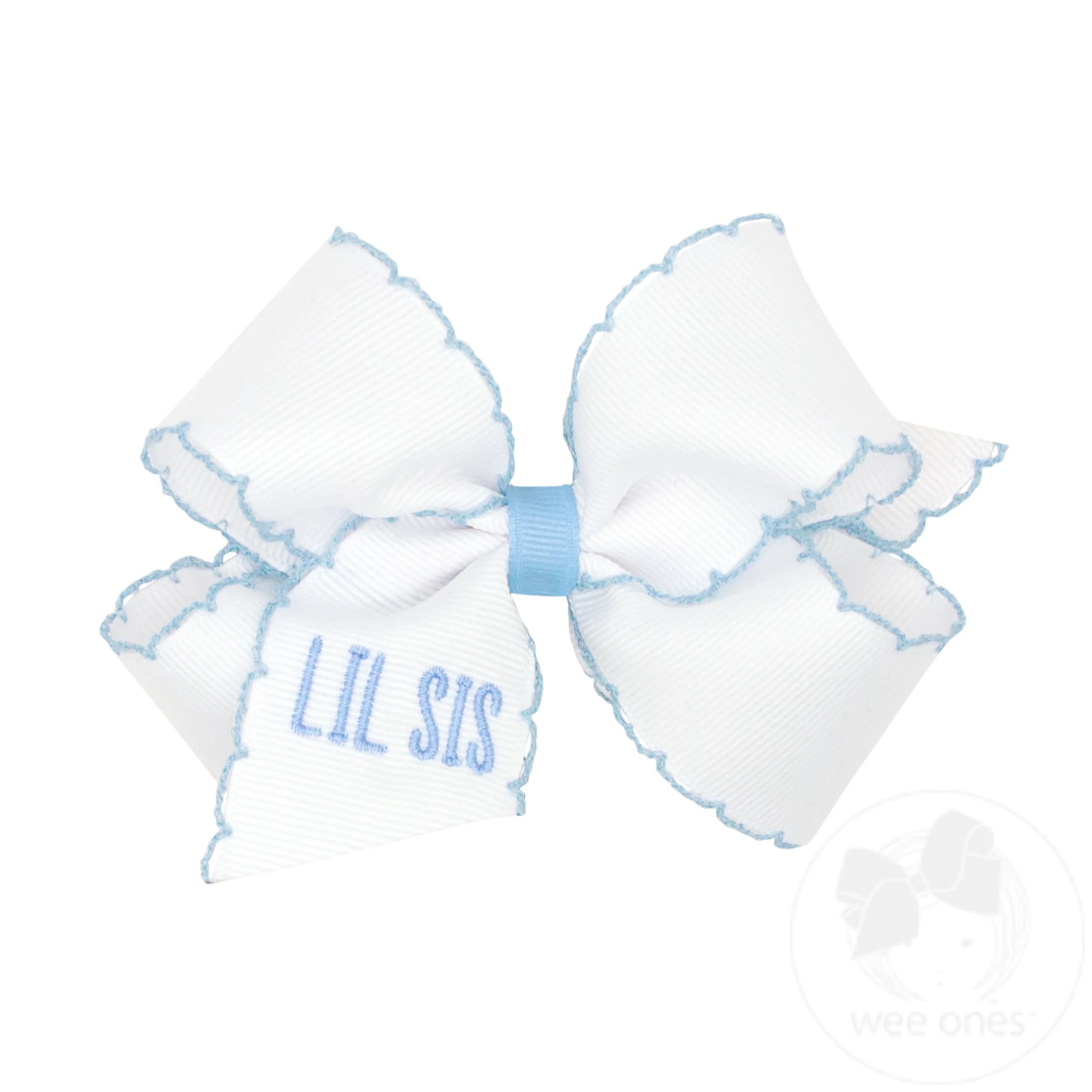 Medium GG Hair Bow Moonstitch "LIL SIS" Emb