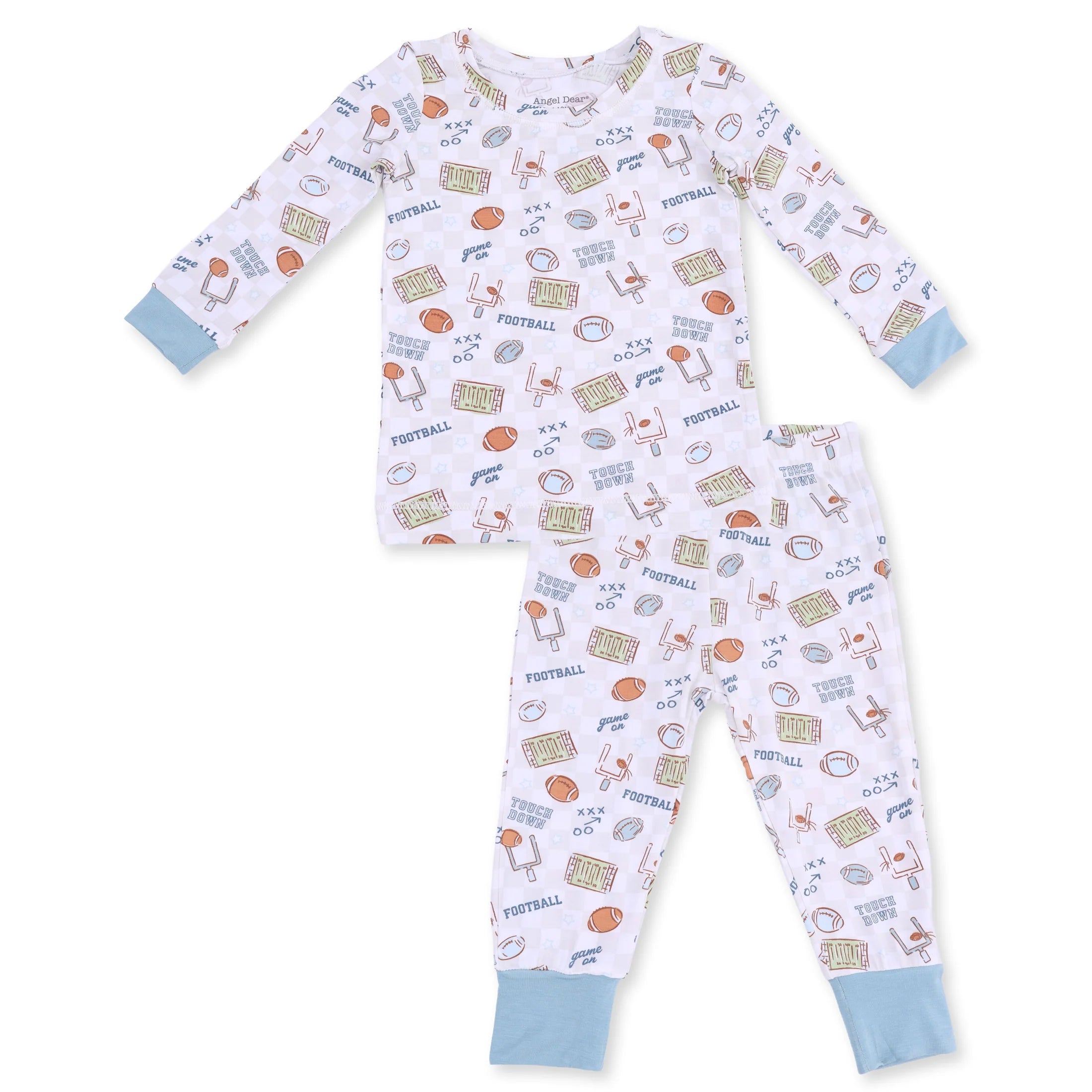 Long Sleeve Loungewear Set- Football Check