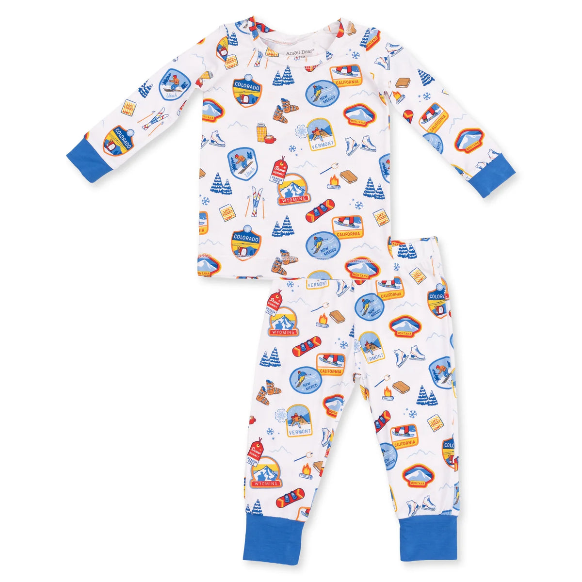 Vintage Ski Patches Long Sleeve Loungewear Set