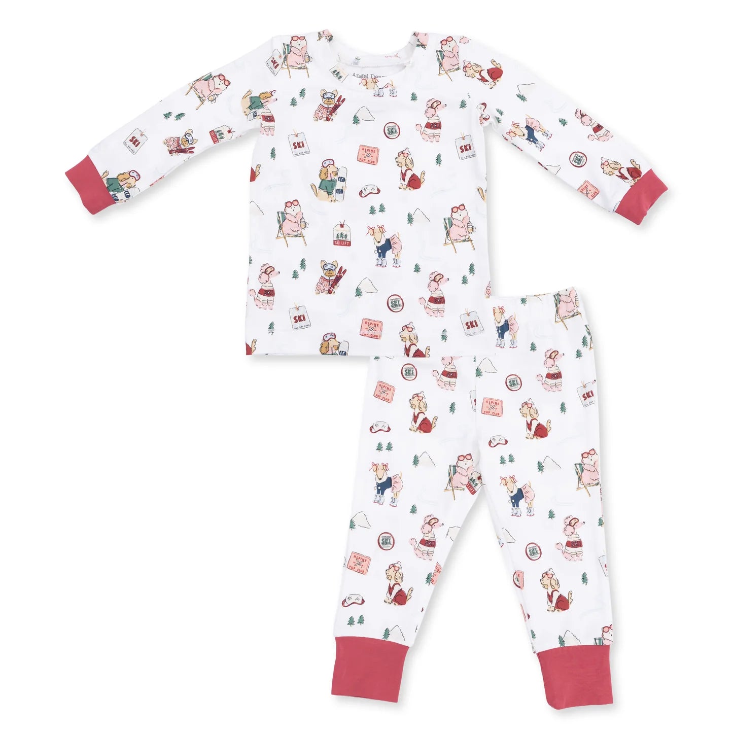 Long Sleeve Loungewear Set- Winter Sports Dogs Pink