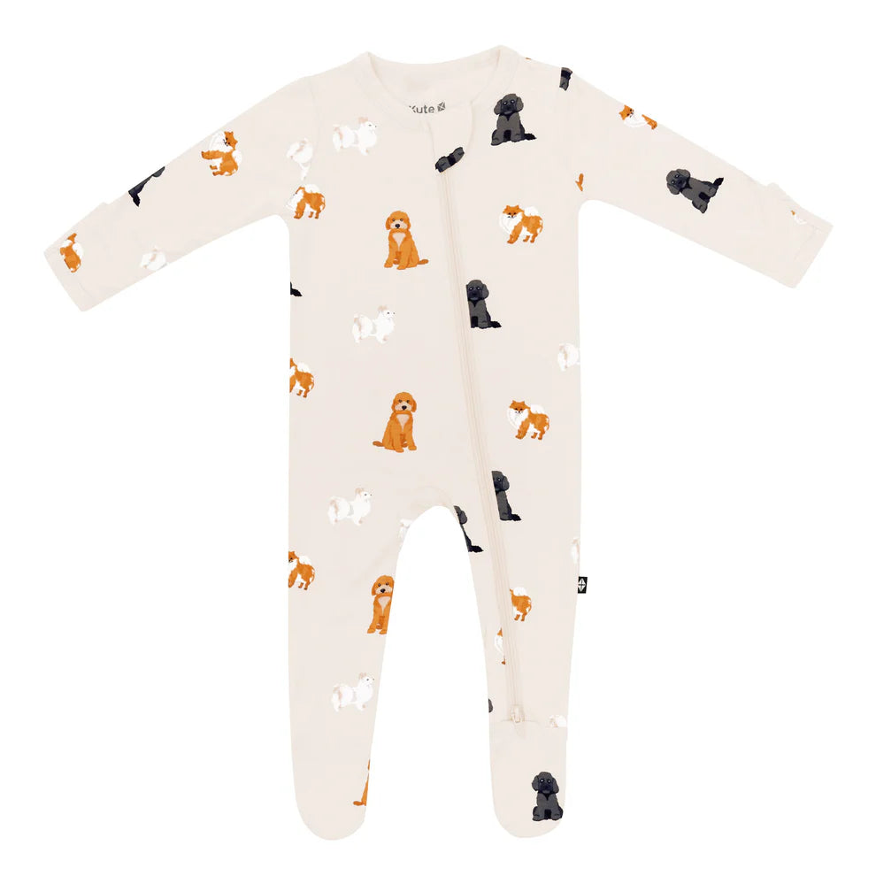 Zippered Footie in Fluffy Dog