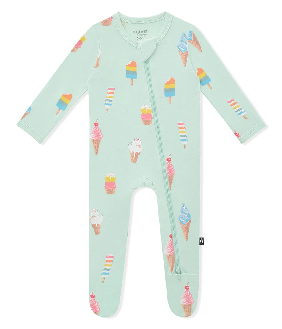 Zippered Footie in Mint Ice Cream