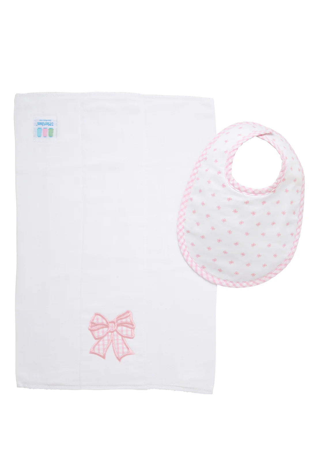 Bow Basic Bib & Burp Boxed Set- Pink