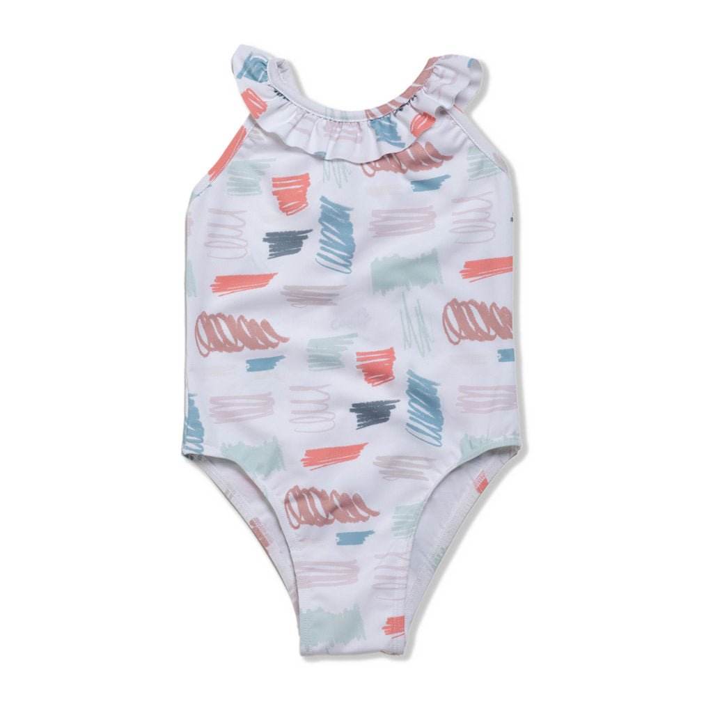 Scribble Print One Piece Swimsuit