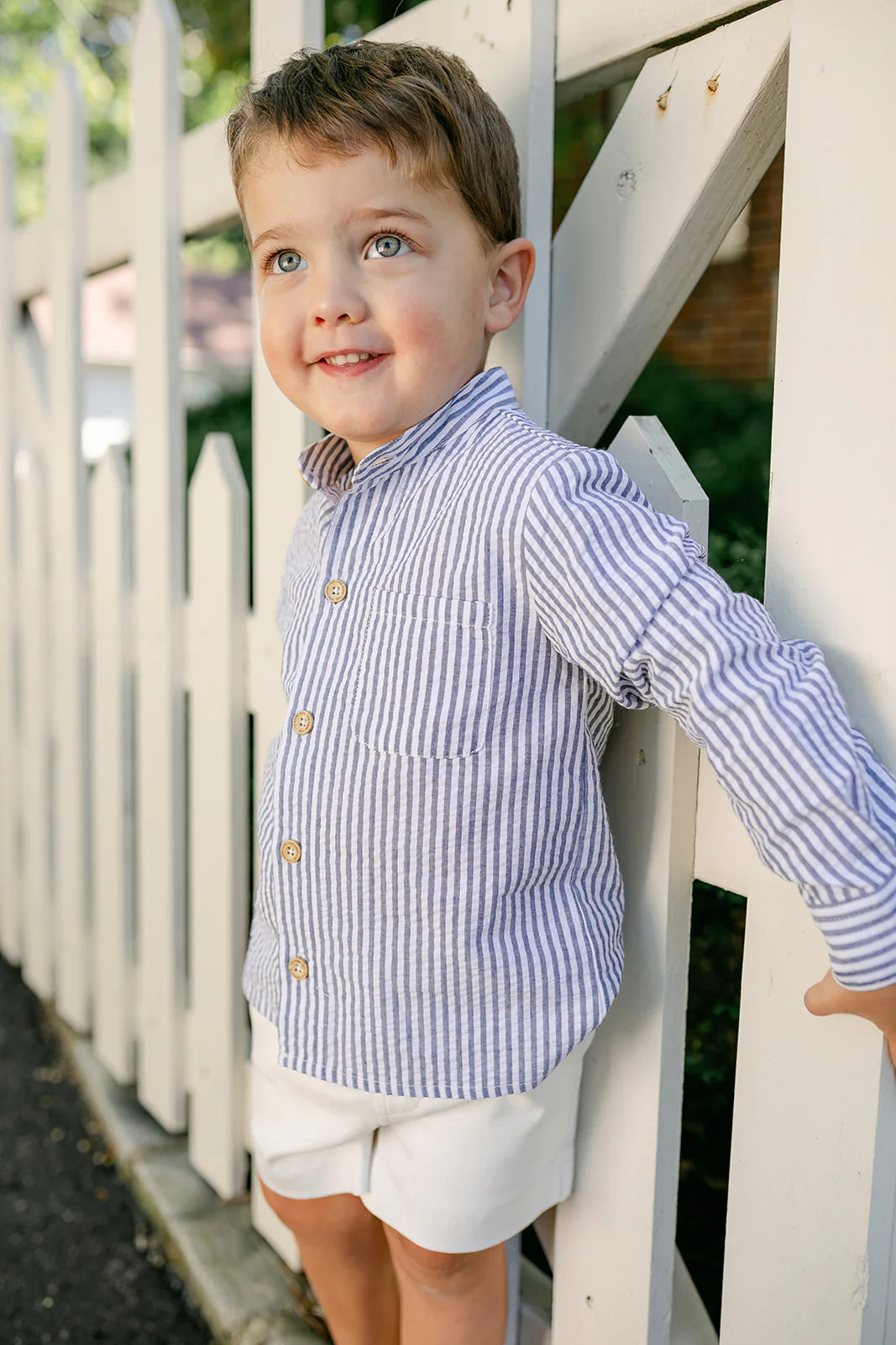 Arthur Long Sleeve Shirt - Navy Ticking Stripe