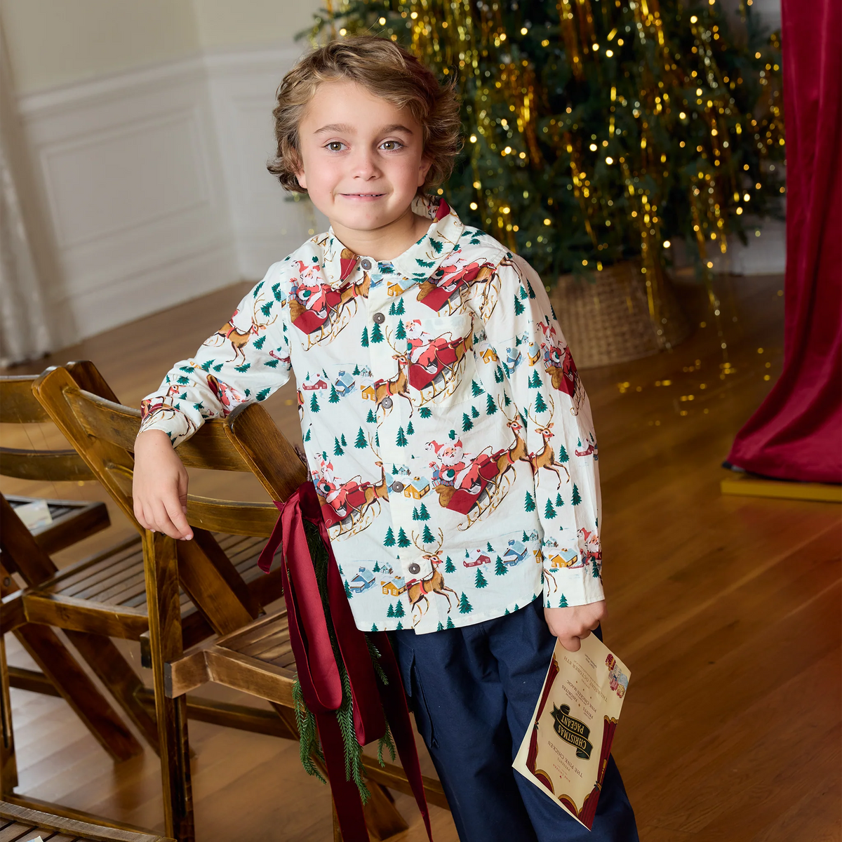 Boys Jack Shirt- Santa Sleigh
