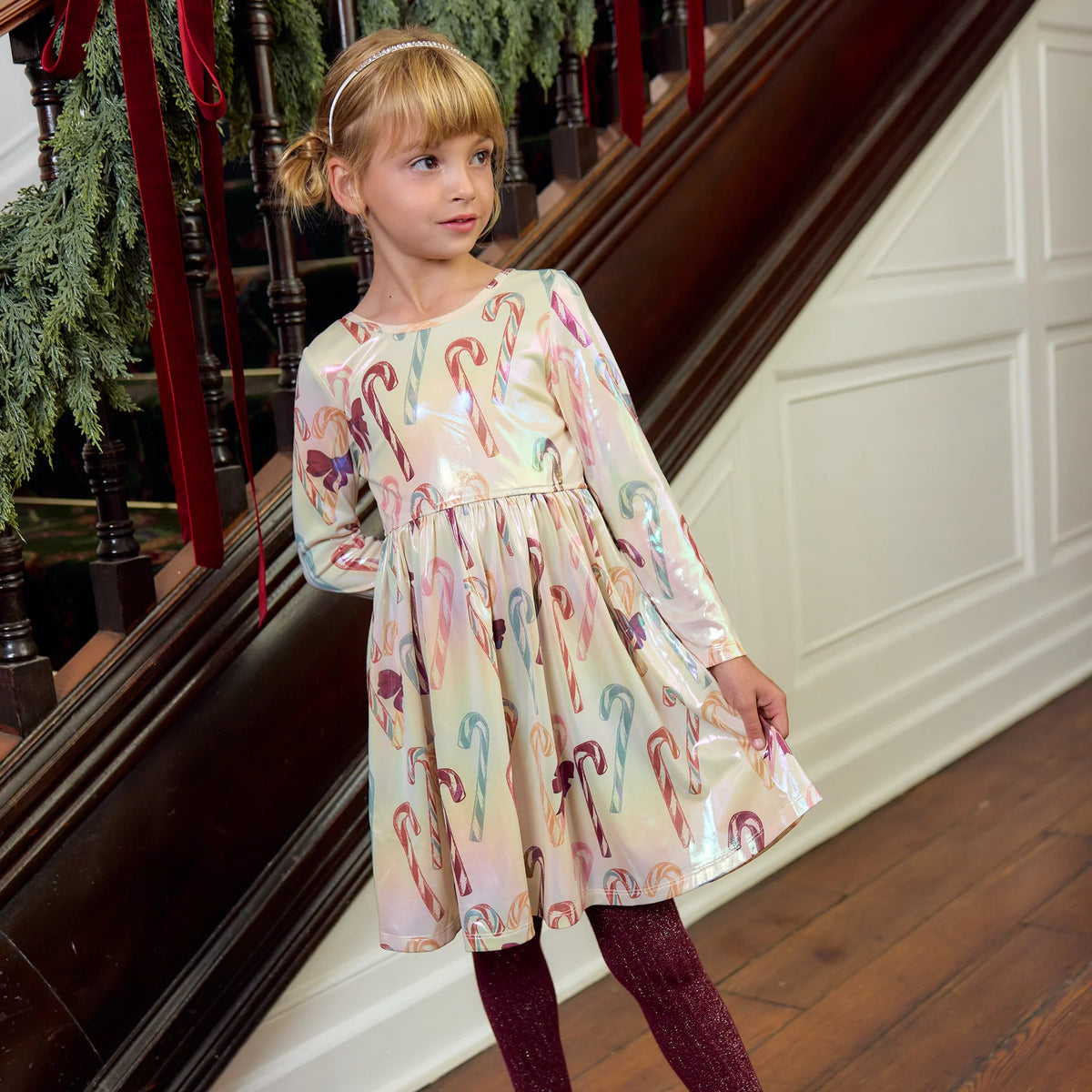 Lame Steph Dress- Antique Candy Canes