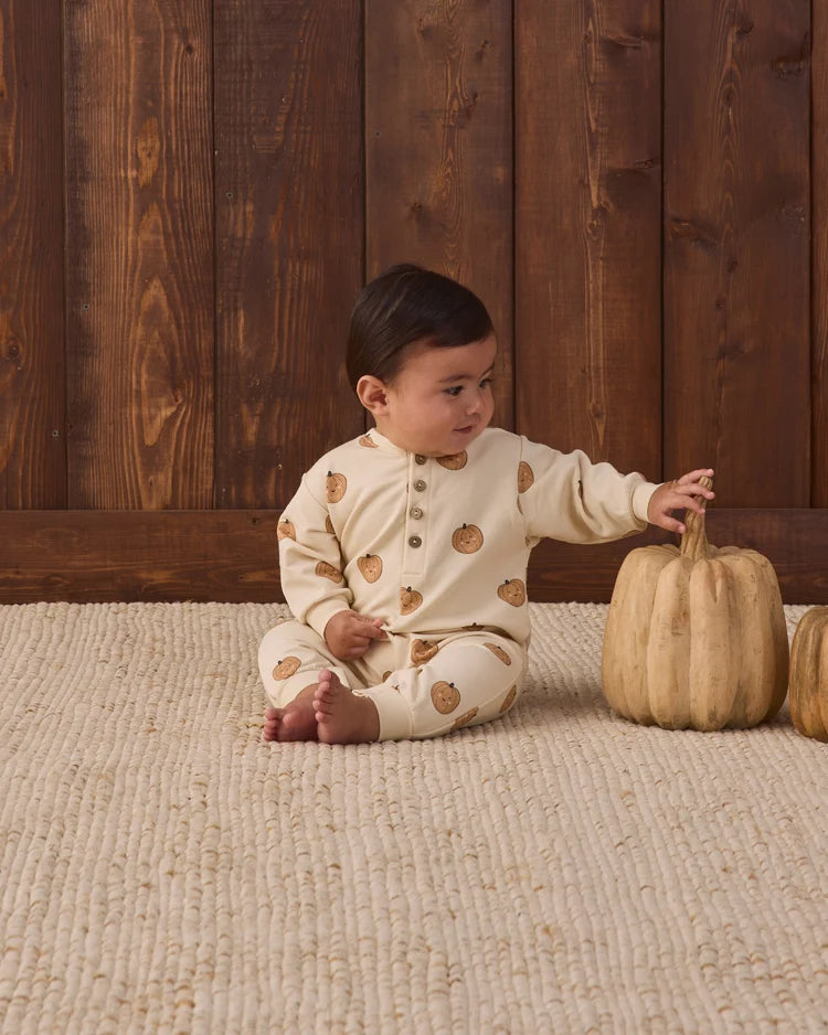 Relaxed Fleece Jumpsuit- Pumpkins