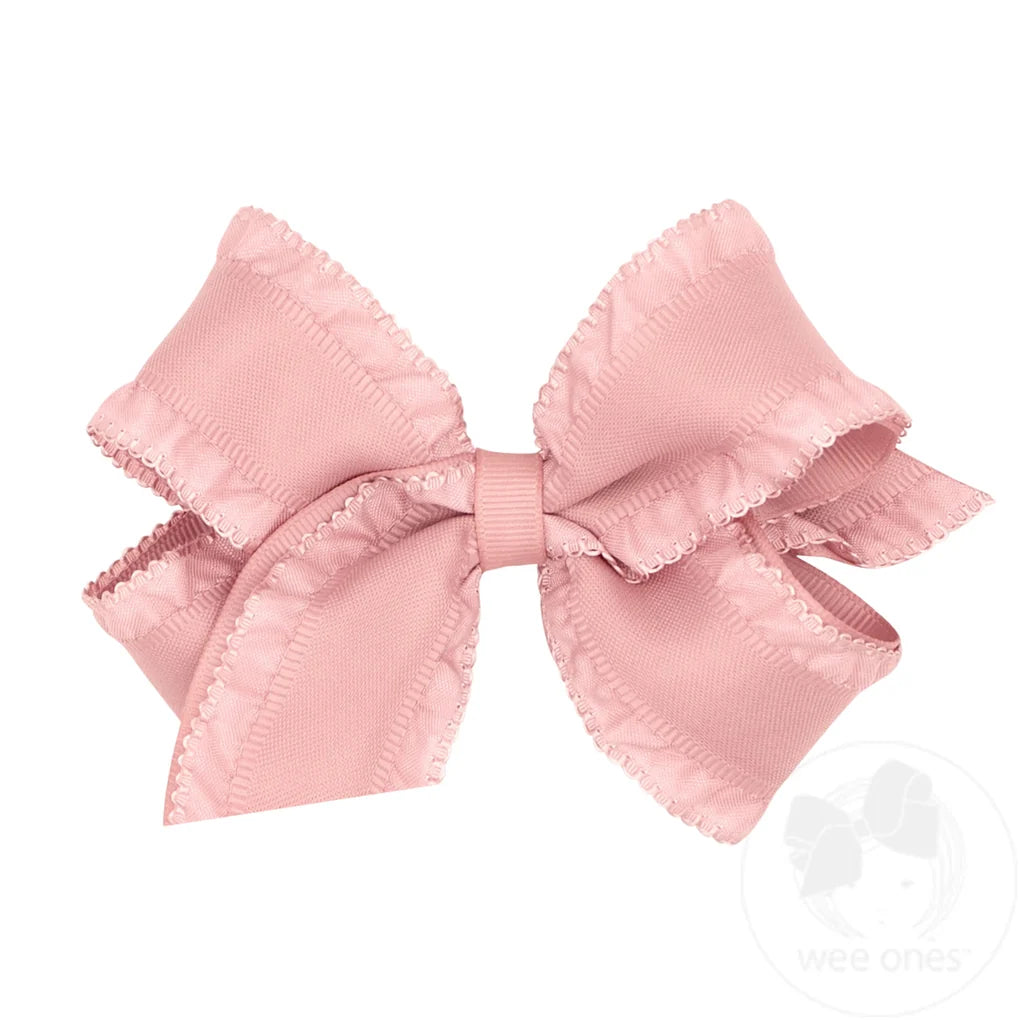 Medium Ruffle Satin Grosgrain Underlay Bow