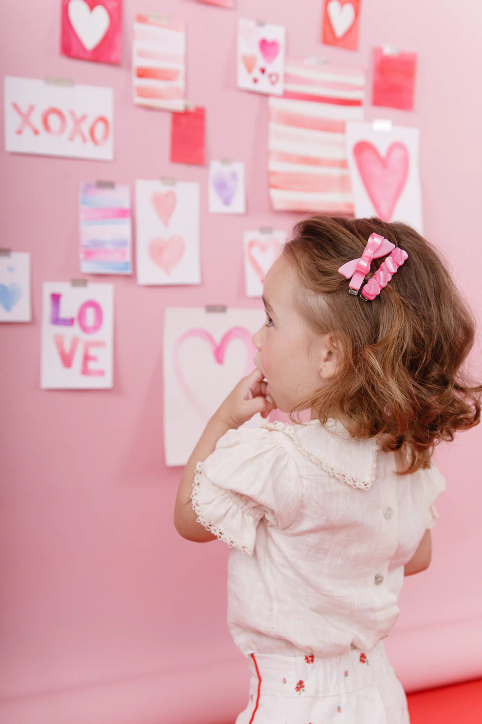 Bows and Hearts Pink Shades Hair Clips