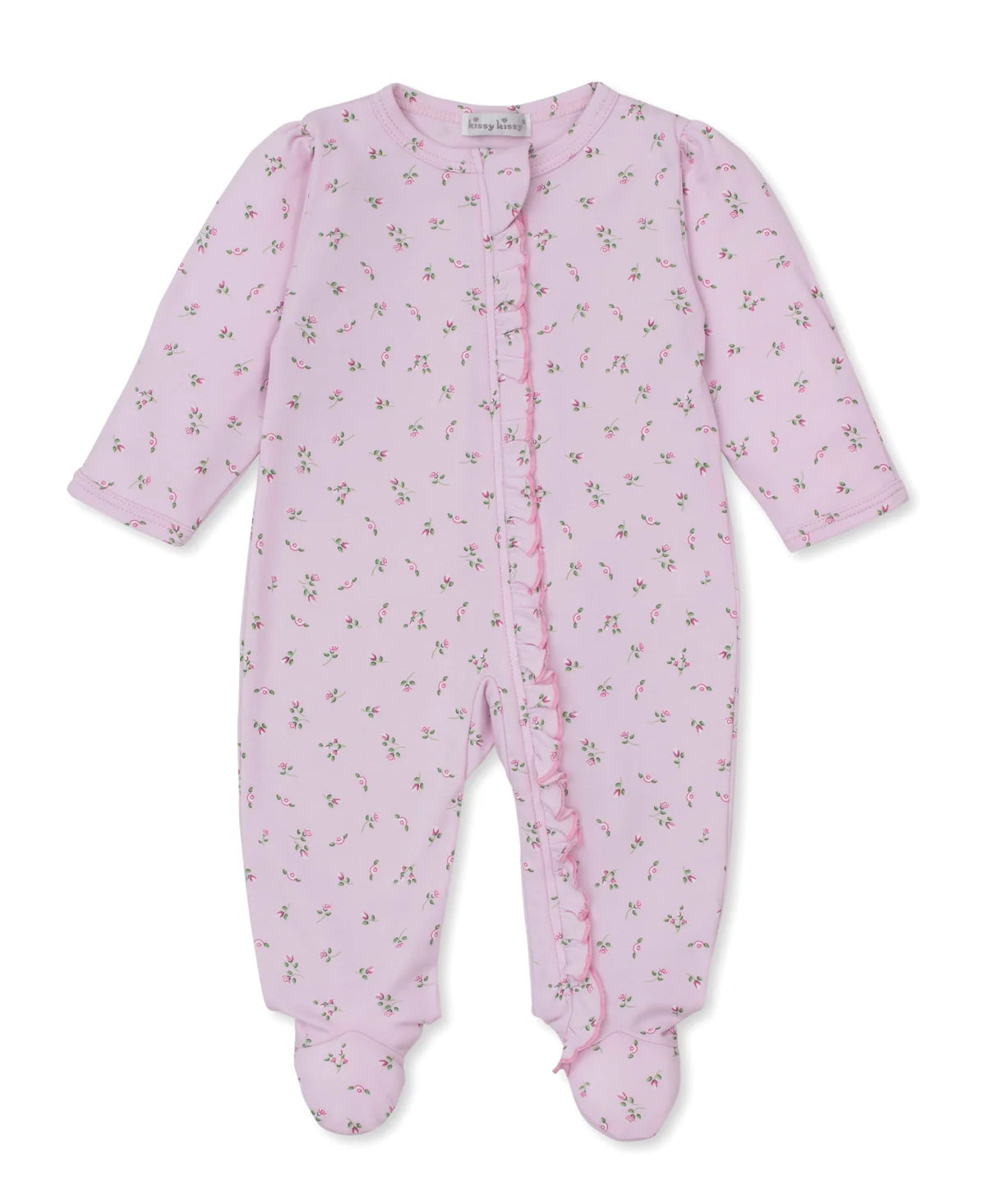 Garden Roses Pink Zip Ruffle Footie