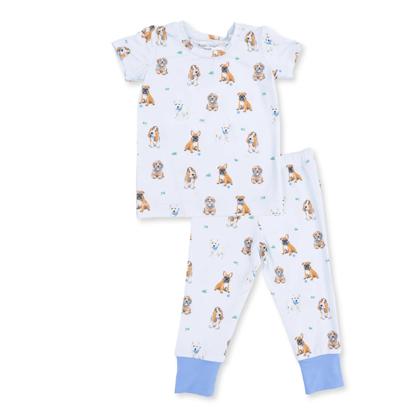 Short Sleeve Loungewear Set- Bestie Dogs Blue