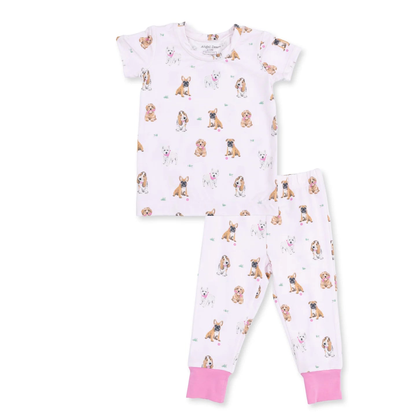 Short Sleeve Loungewear Set- Bestie Dogs Pink