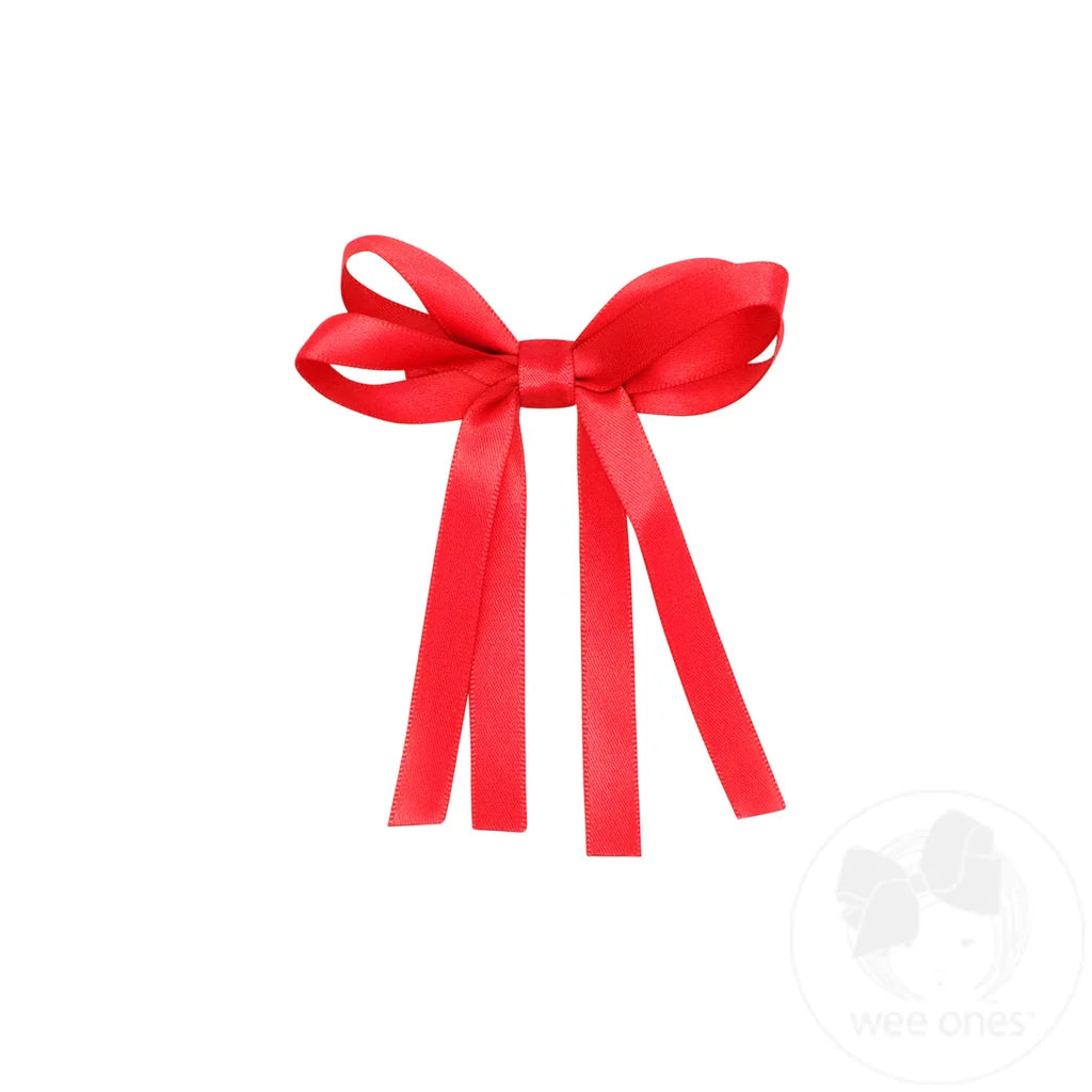 Tiny Satin Double Loop Streamer Bow
