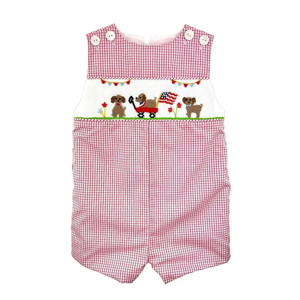 Patriotic Puppies Smocked Jon Jon