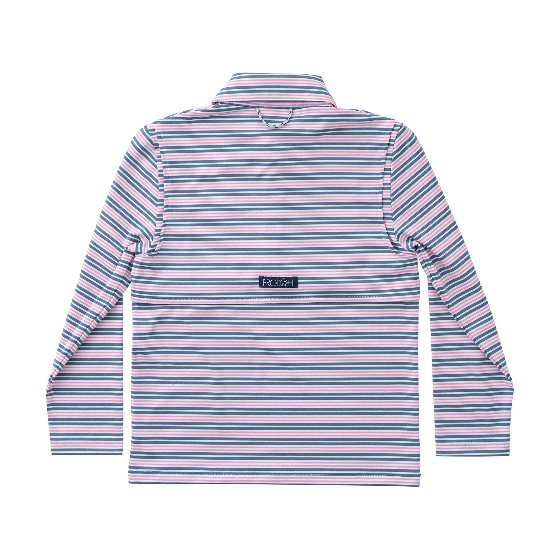 Boys Long Sleeve Pro Performance Polo- Copen Blue Orchid Stripe