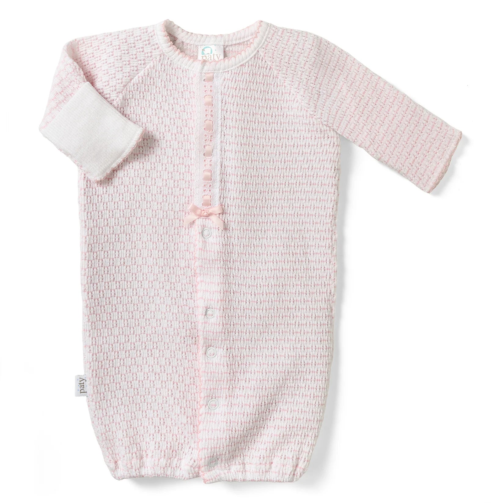 Pink Knit Pinstripe Converter with Eyelet Trim