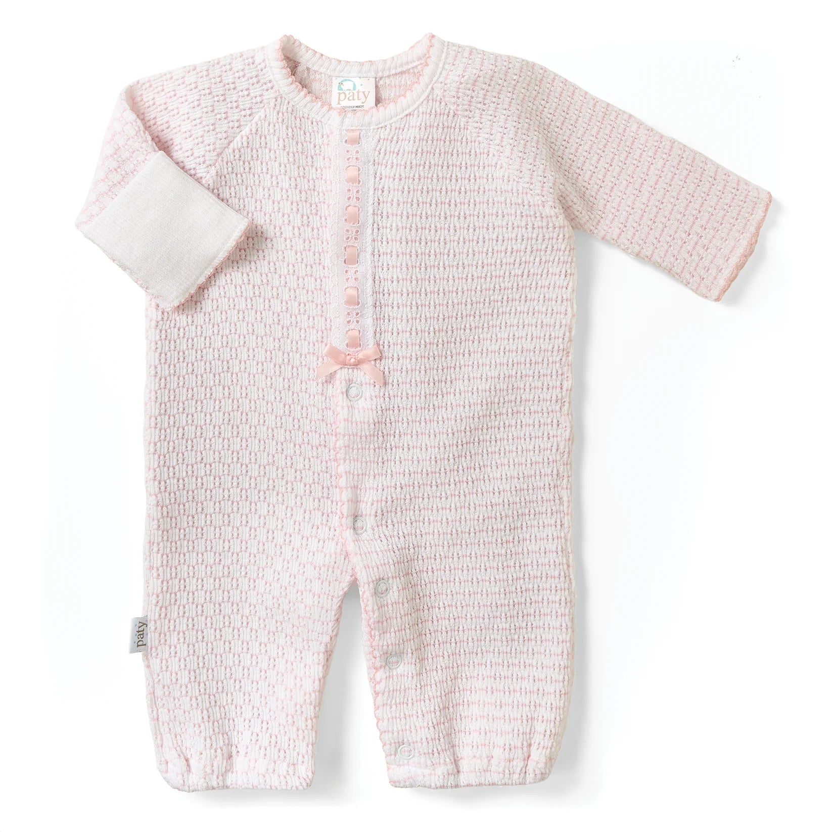 Pink Knit Pinstripe Converter with Eyelet Trim