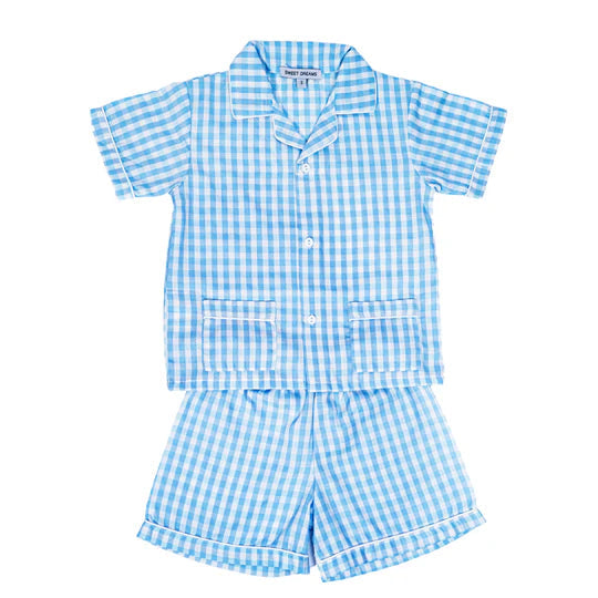 Blue Gingham Short Pajamas