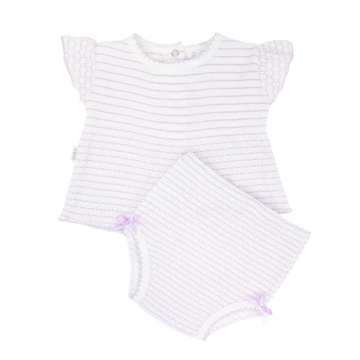 PatyKnit™ Flutter Sleeve Diaper Set- Lavender