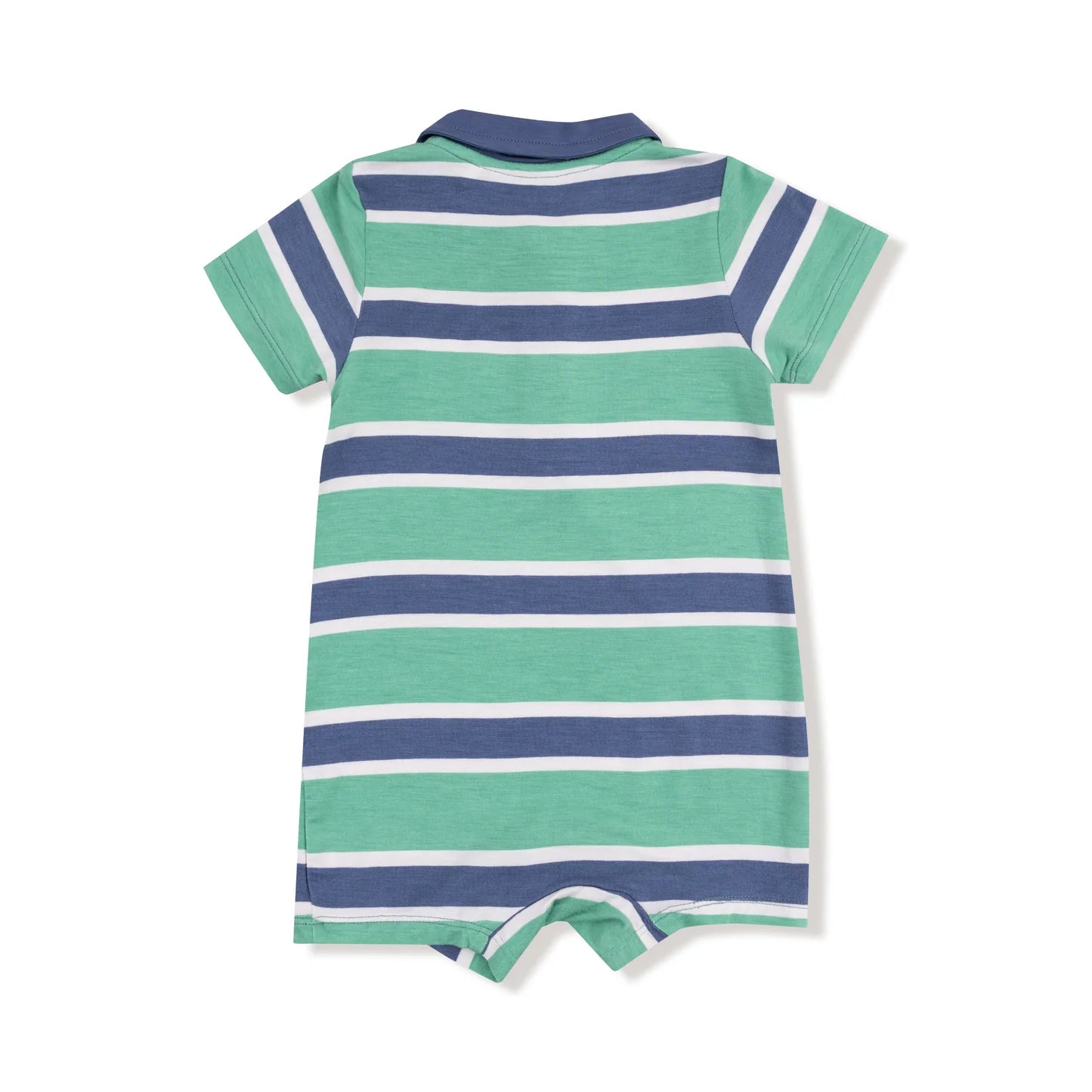 Rugby Stripe Polo Shortie- Green and Navy