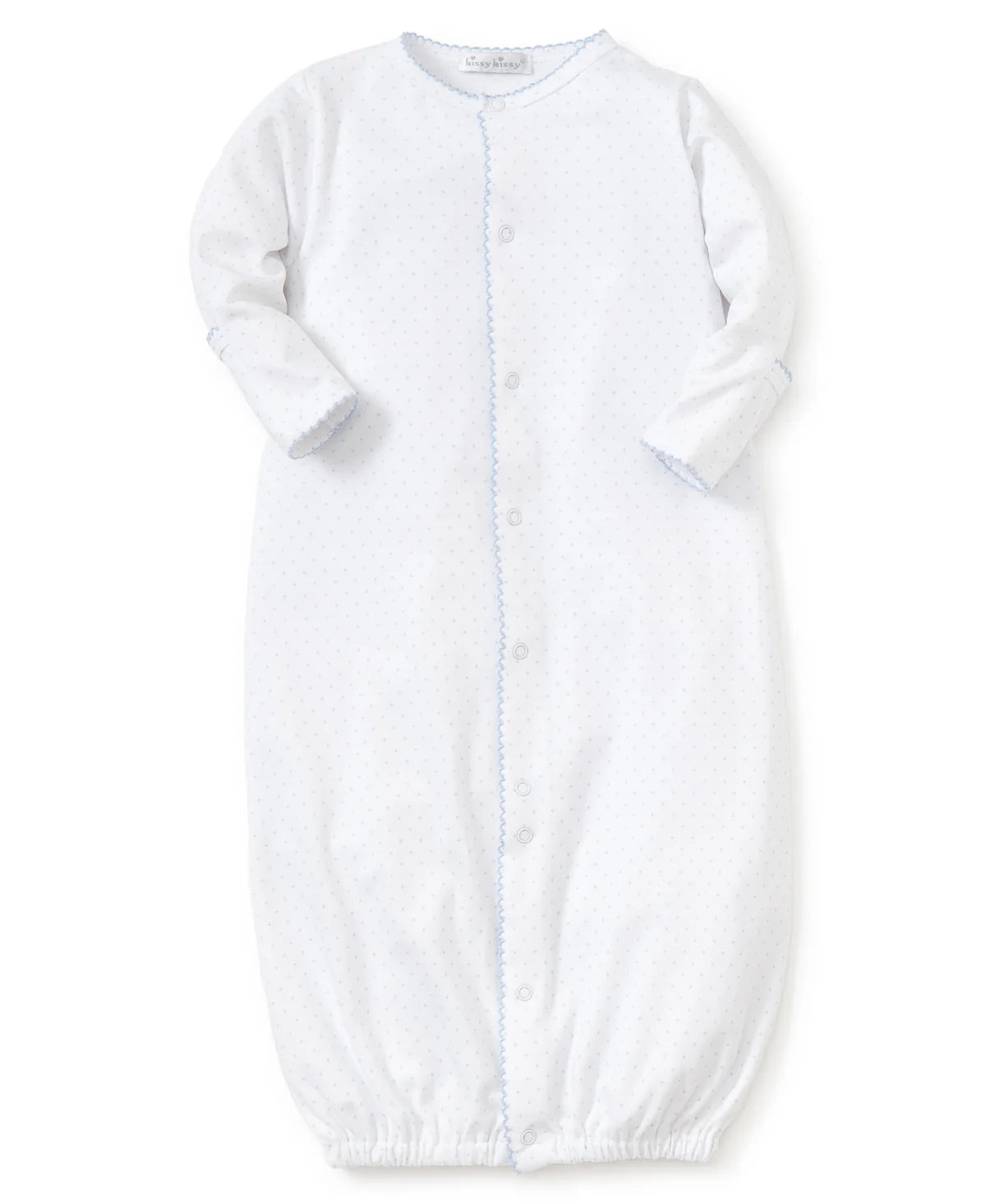 White/Blue Kissy Dots Print Converter Gown