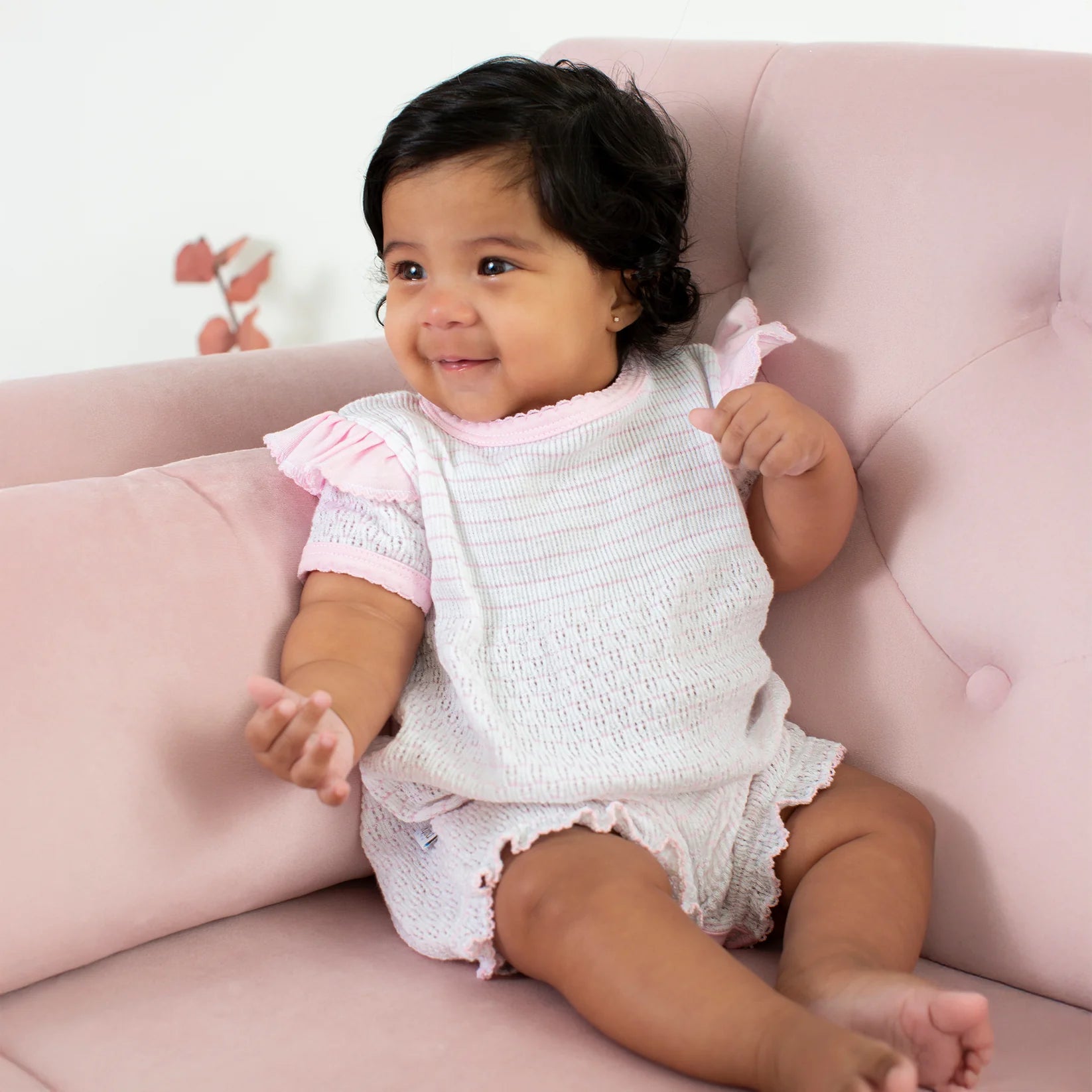 Pink Pinstripe Angel Sleeve Bubble