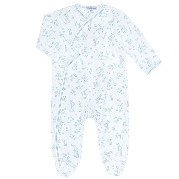 Blue Bunny Toile Crossover Footie