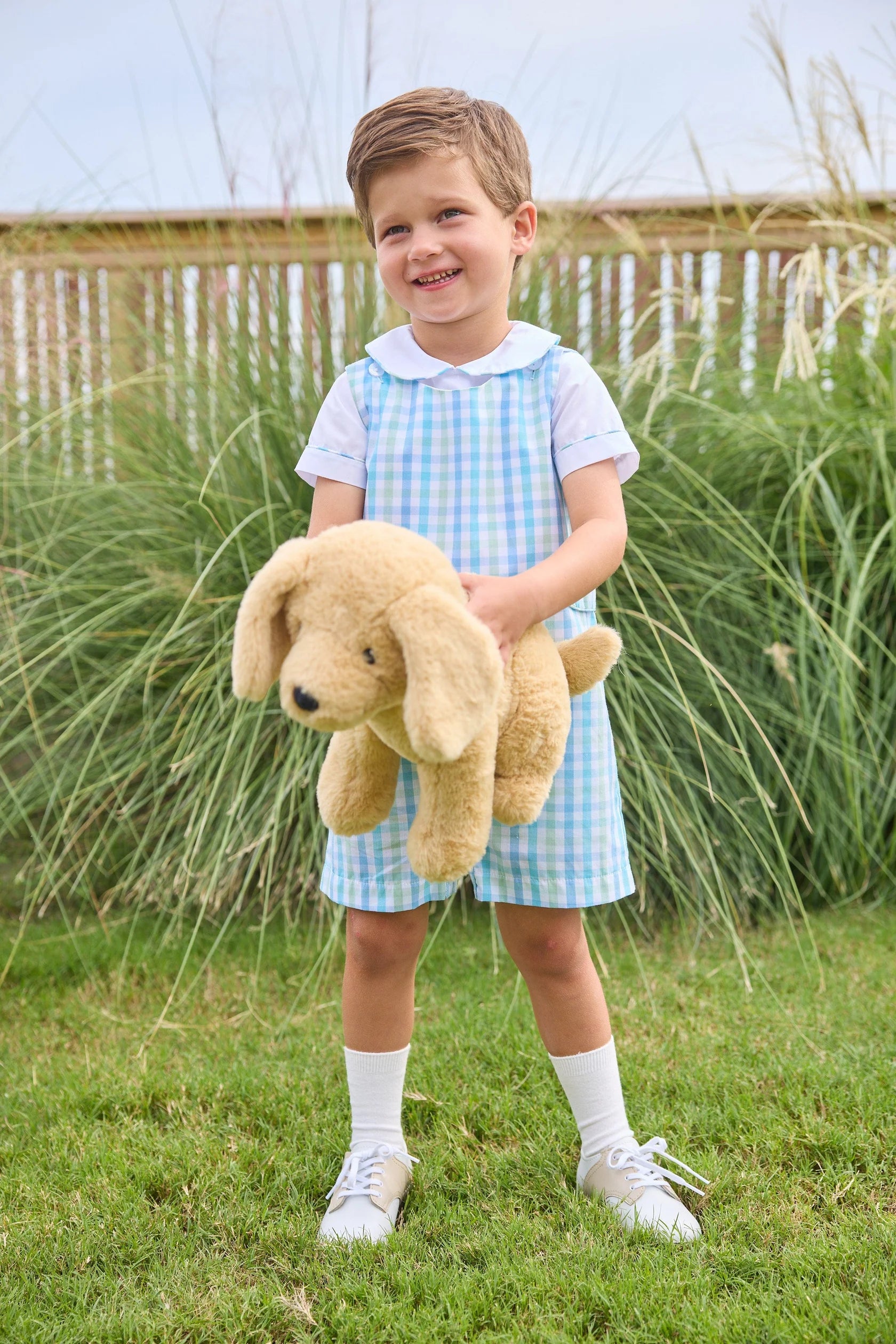 Button Tab John John Set - Briarcliff Plaid