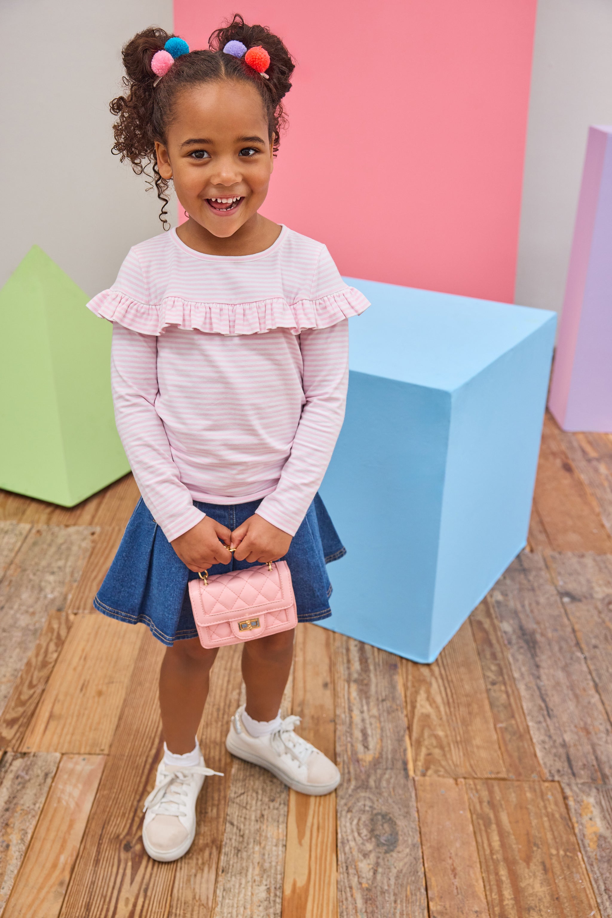 Pleated Mini Skort - Denim