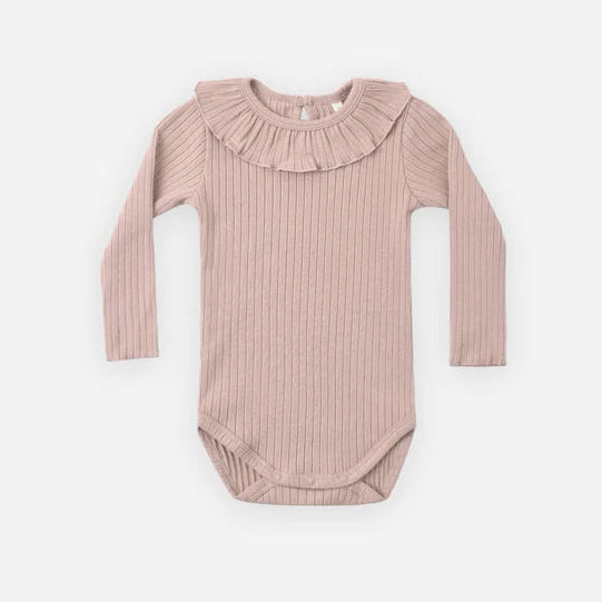 Ruffle Collar Bodysuit- Rosewood