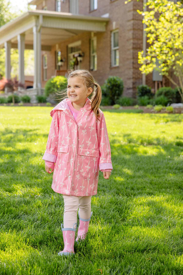 Liquid Sunshine Slicker- Bell Court Bows (Hamptons Hot Pink)