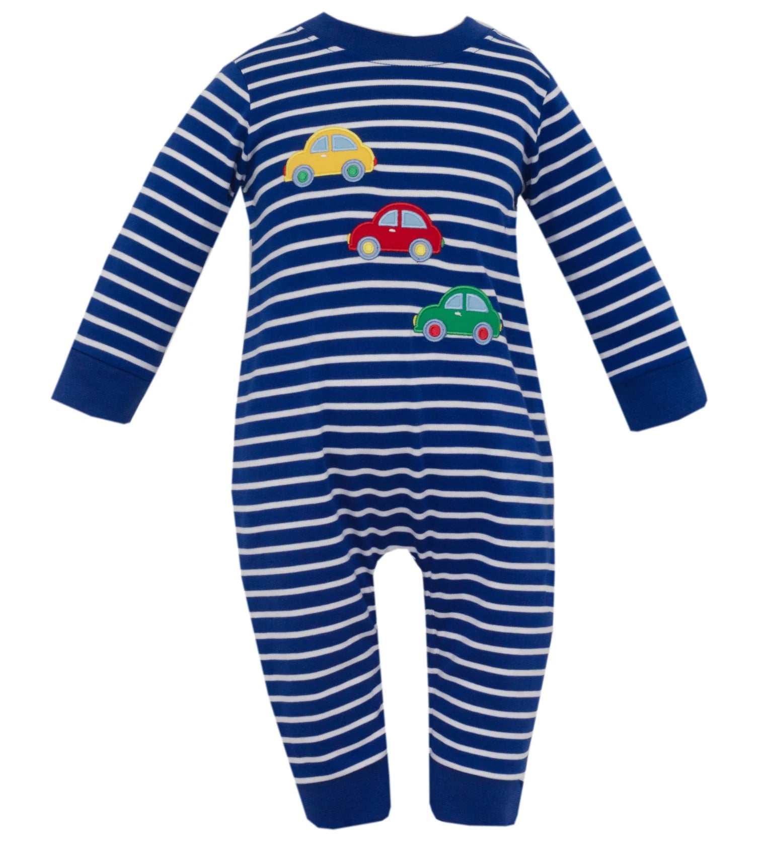 Royal Blue Cars Stripe Romper