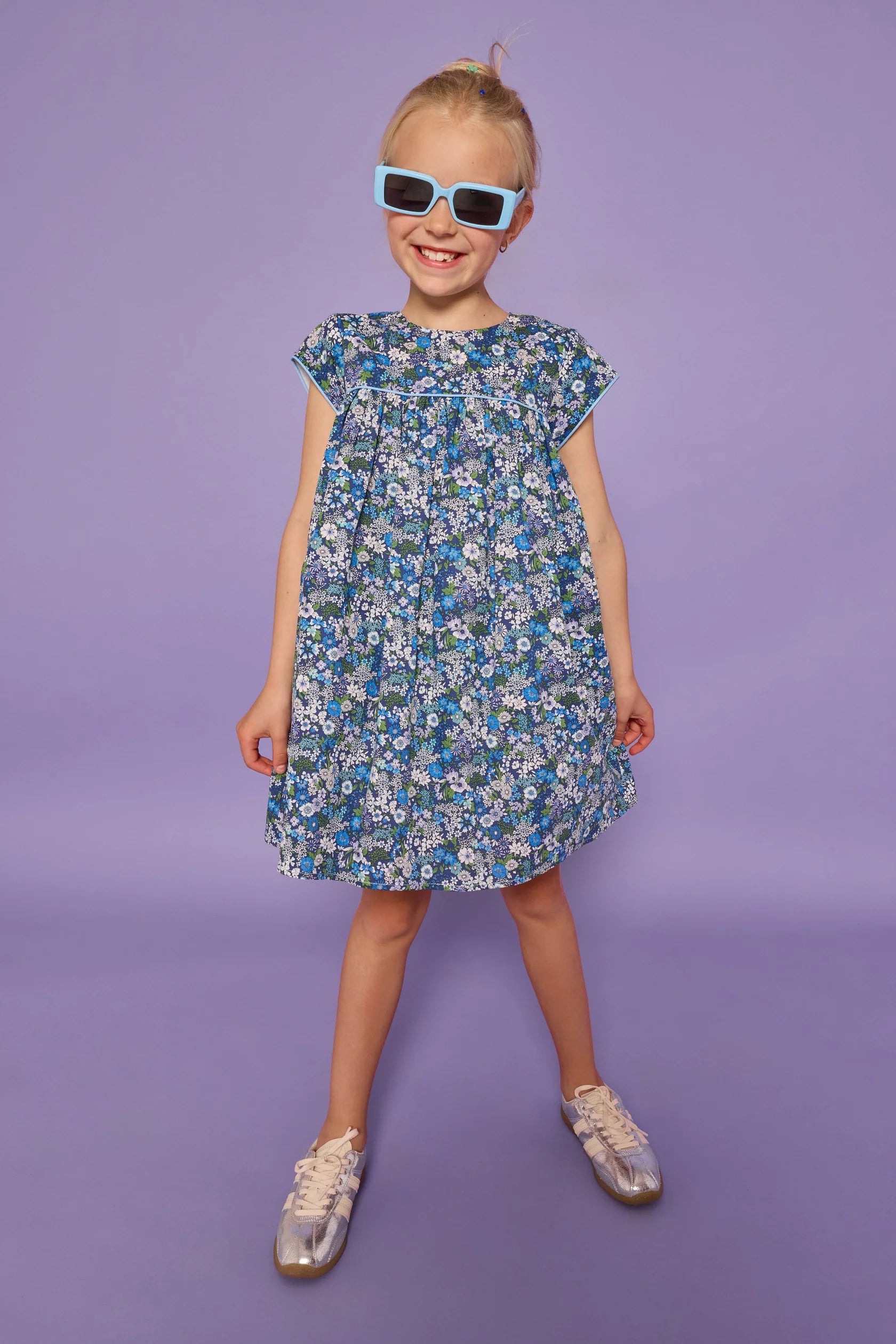 Charlotte Dress - Brookline Blossoms Blue