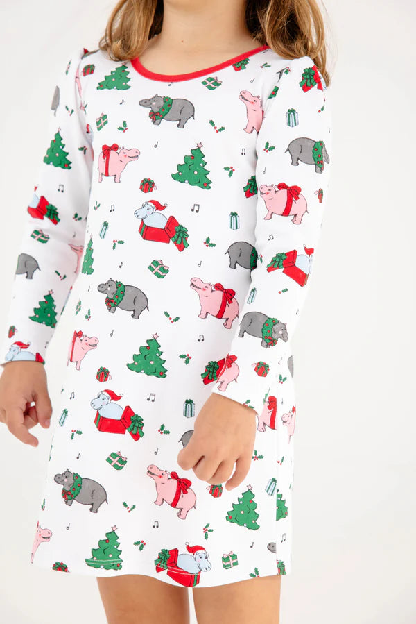 Long Sleeve Penny's Play Dress- I Want a Hippopotamus