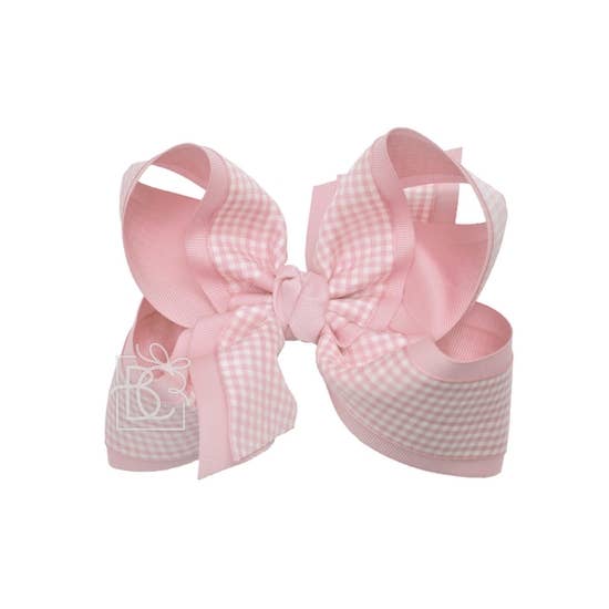 Jumbo Layered Gingham/Grosgrain Bow On Clip