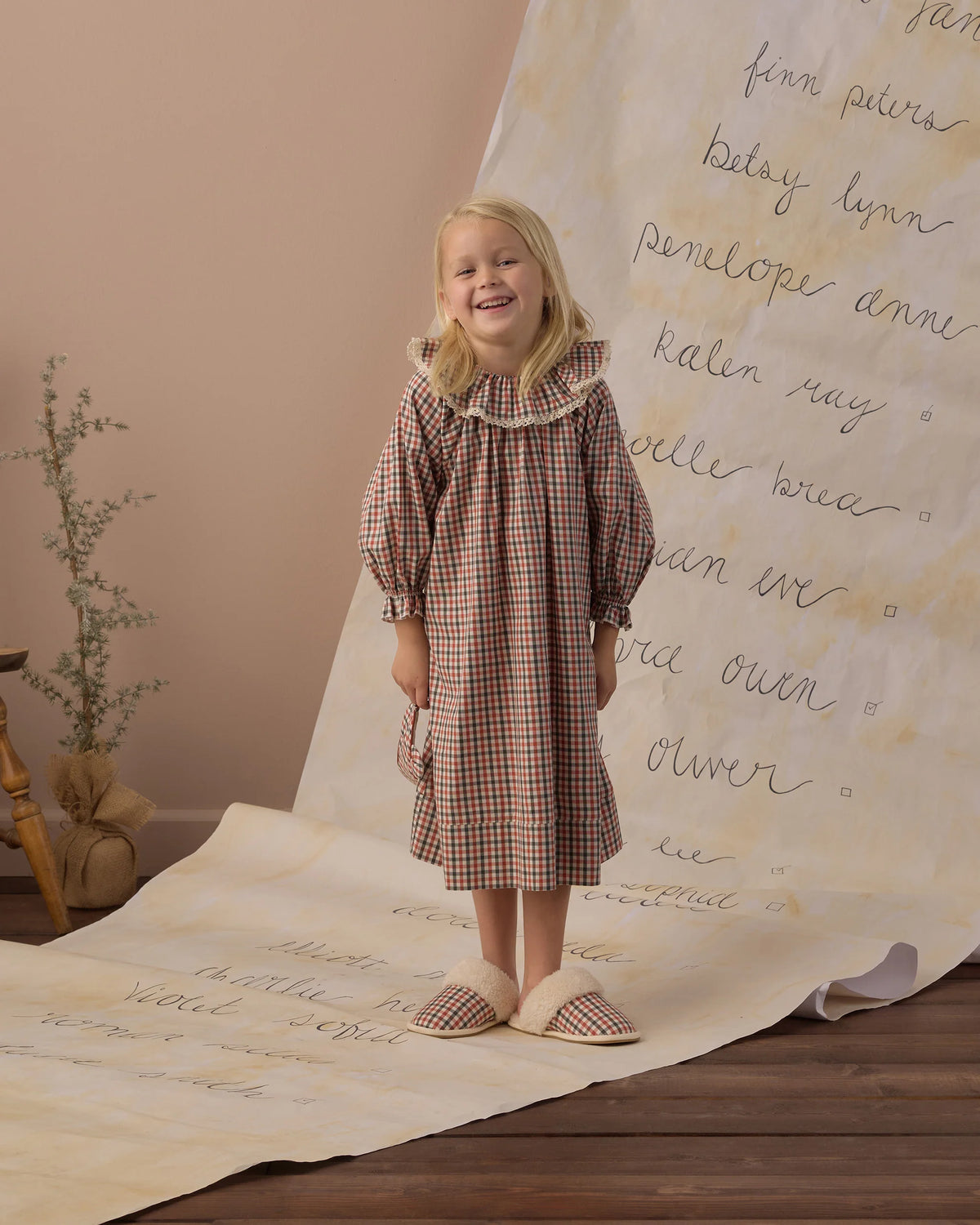 Girl's Nightgown- Holiday Gingham
