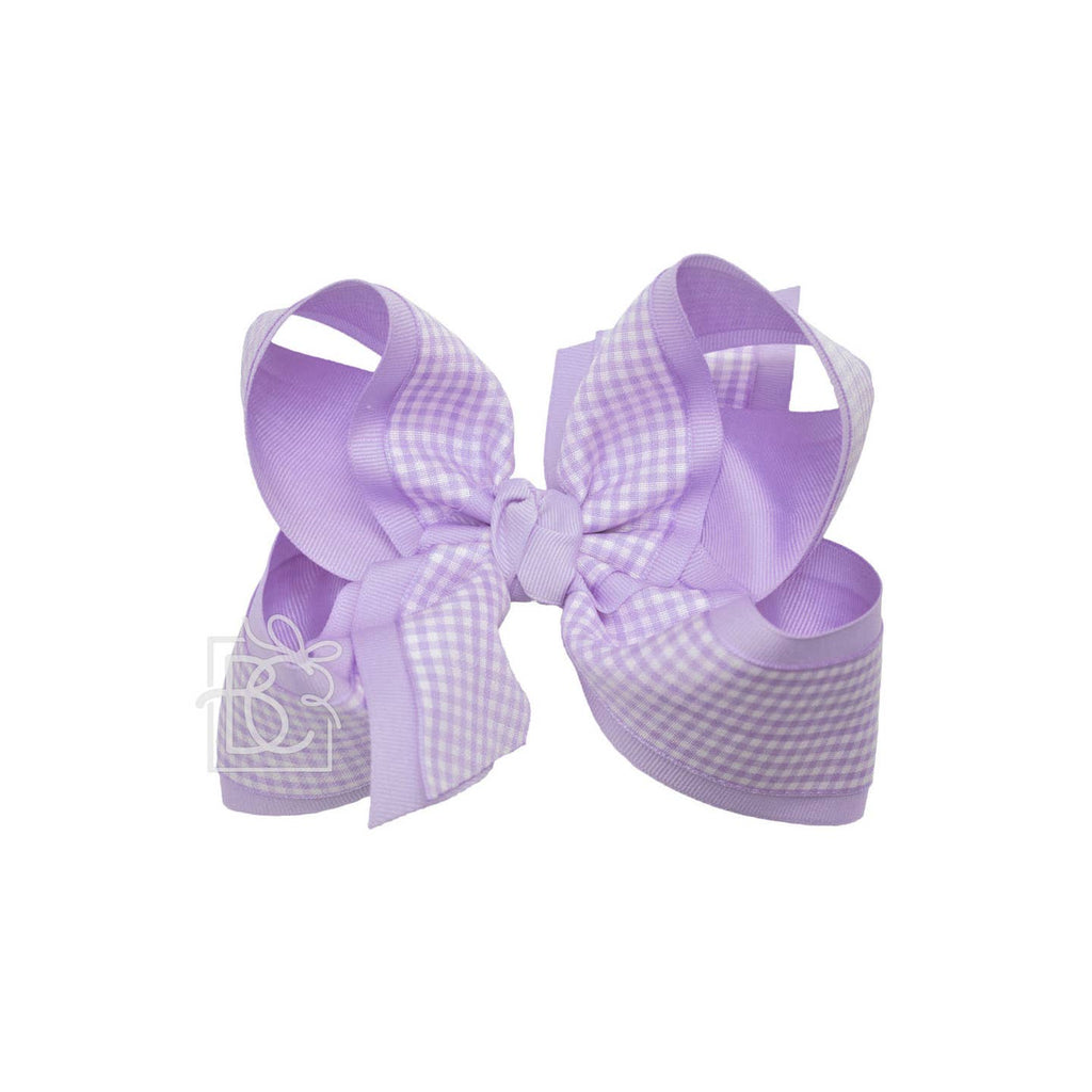 Huge Layered Gingham/Grosgrain Bow On Clip