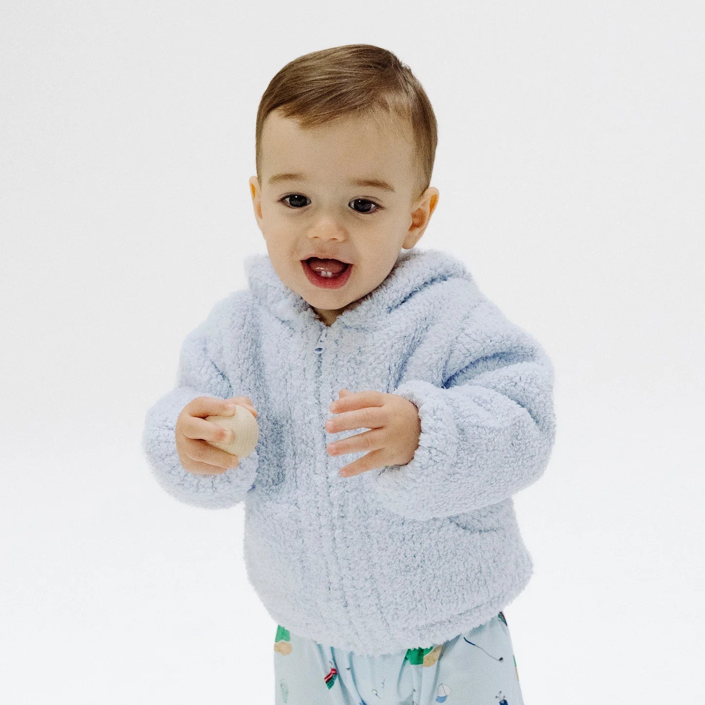 Light Blue Hooded Chenille Jacket