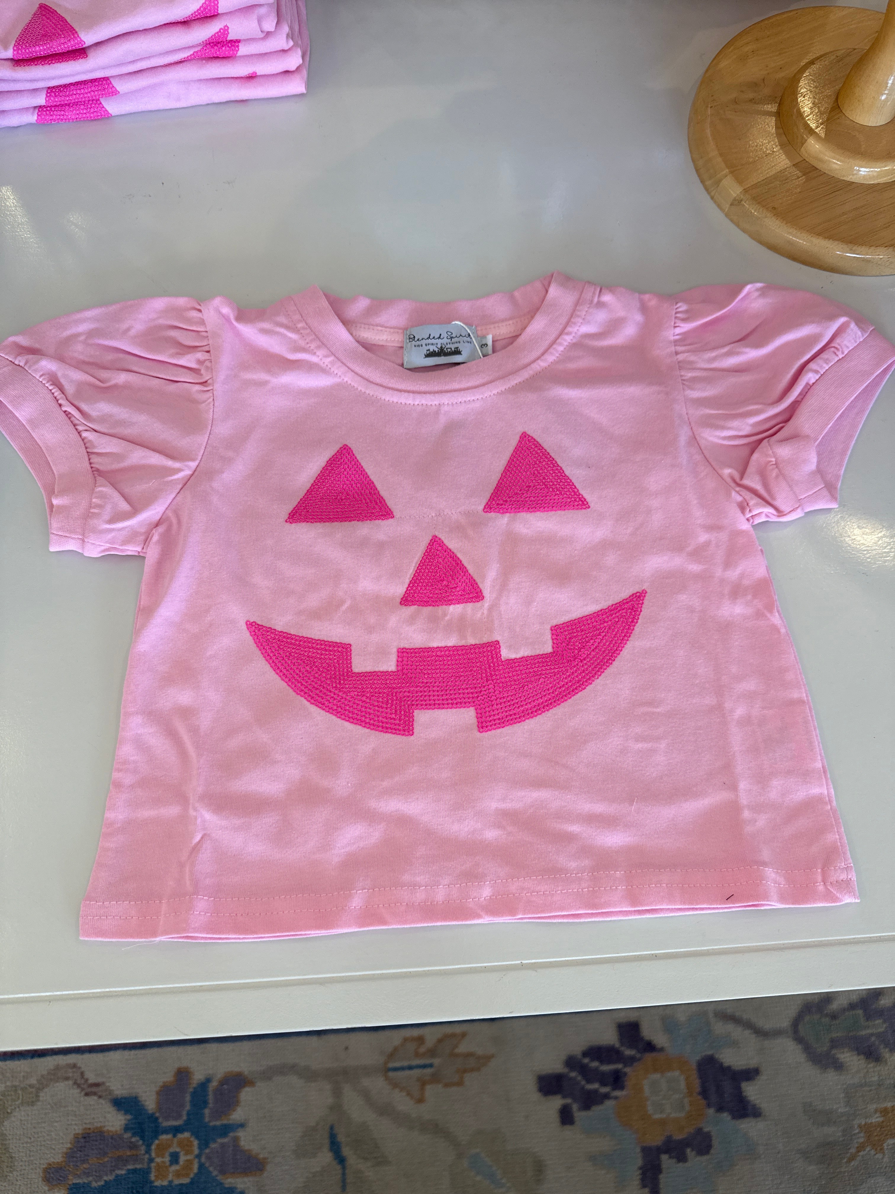 Sequin Jack O Lantern Puff Sleeve Tee