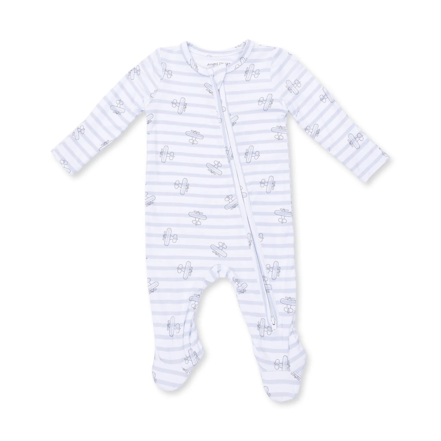 2 Way Zipper Footie- Airplane Stripe