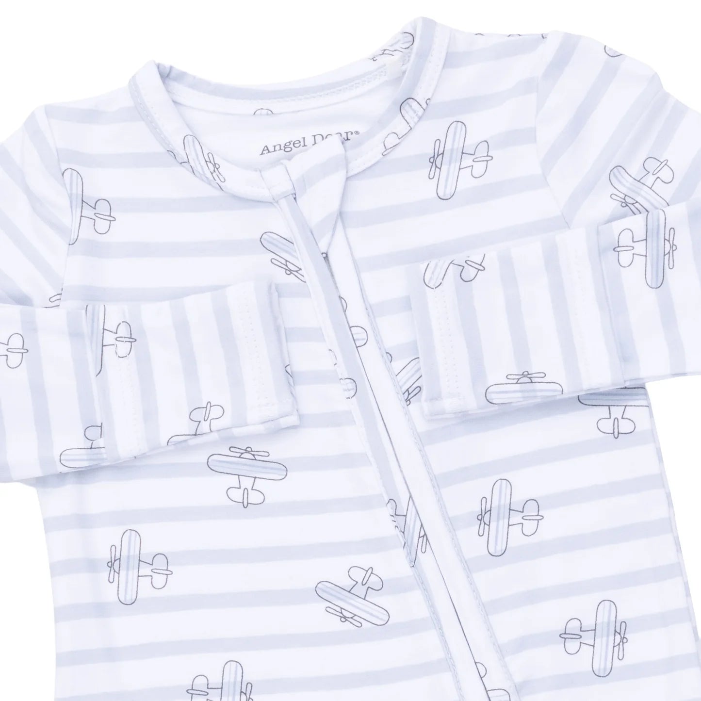 2 Way Zipper Footie- Airplane Stripe