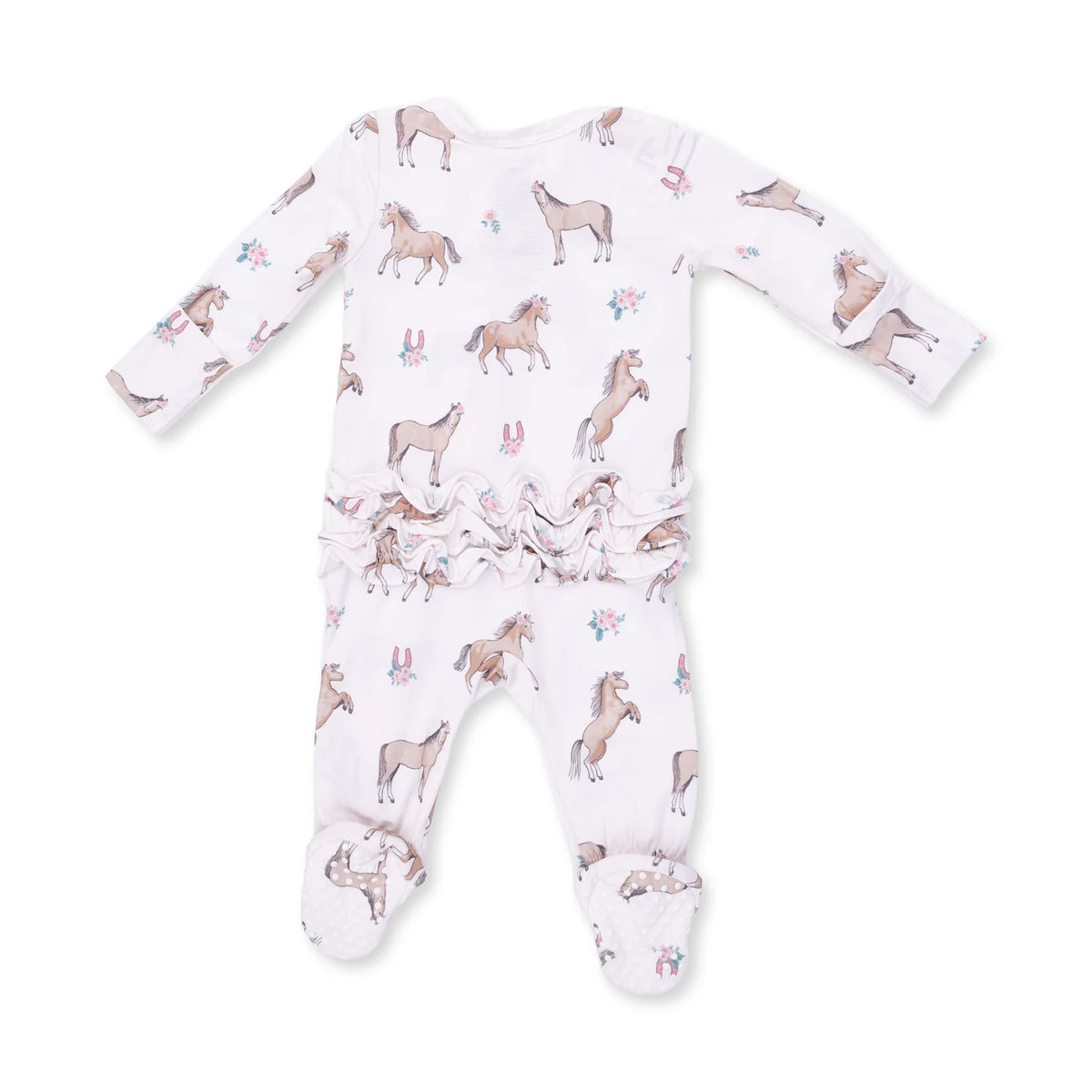 I Love Horses Ruffle Back Zipper Footie