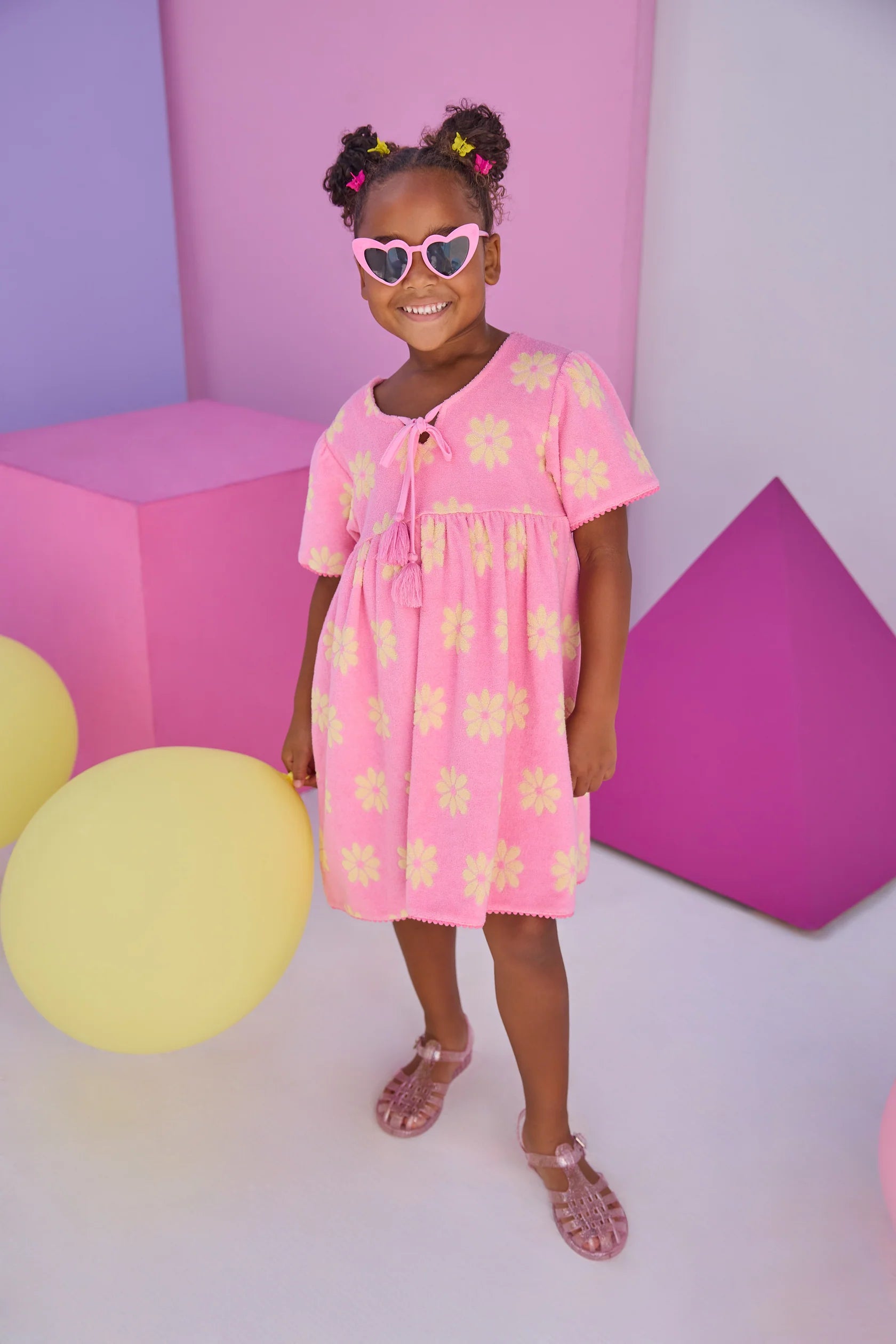 Riviera Dress - Pink Floral Terry