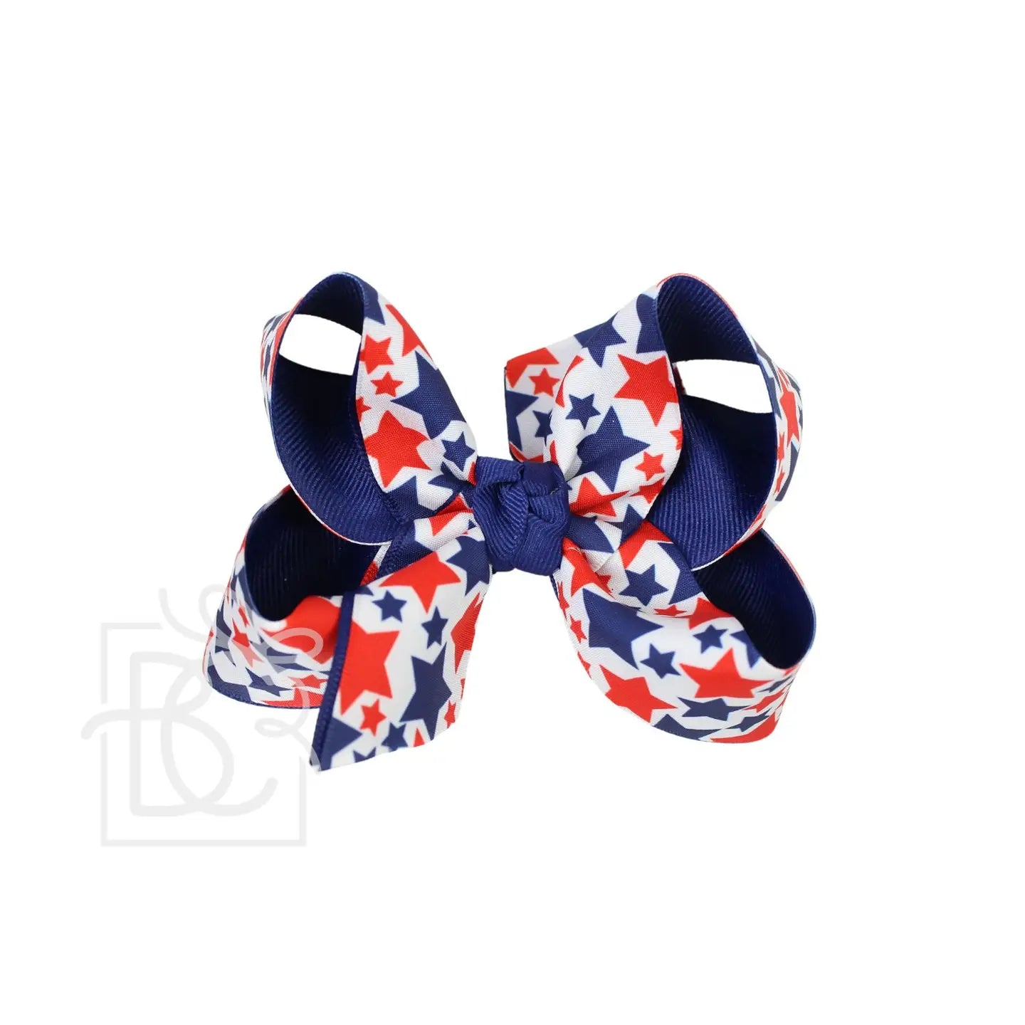 Layered Patriotic Star Print Bow On Alligator Clip 4.5"